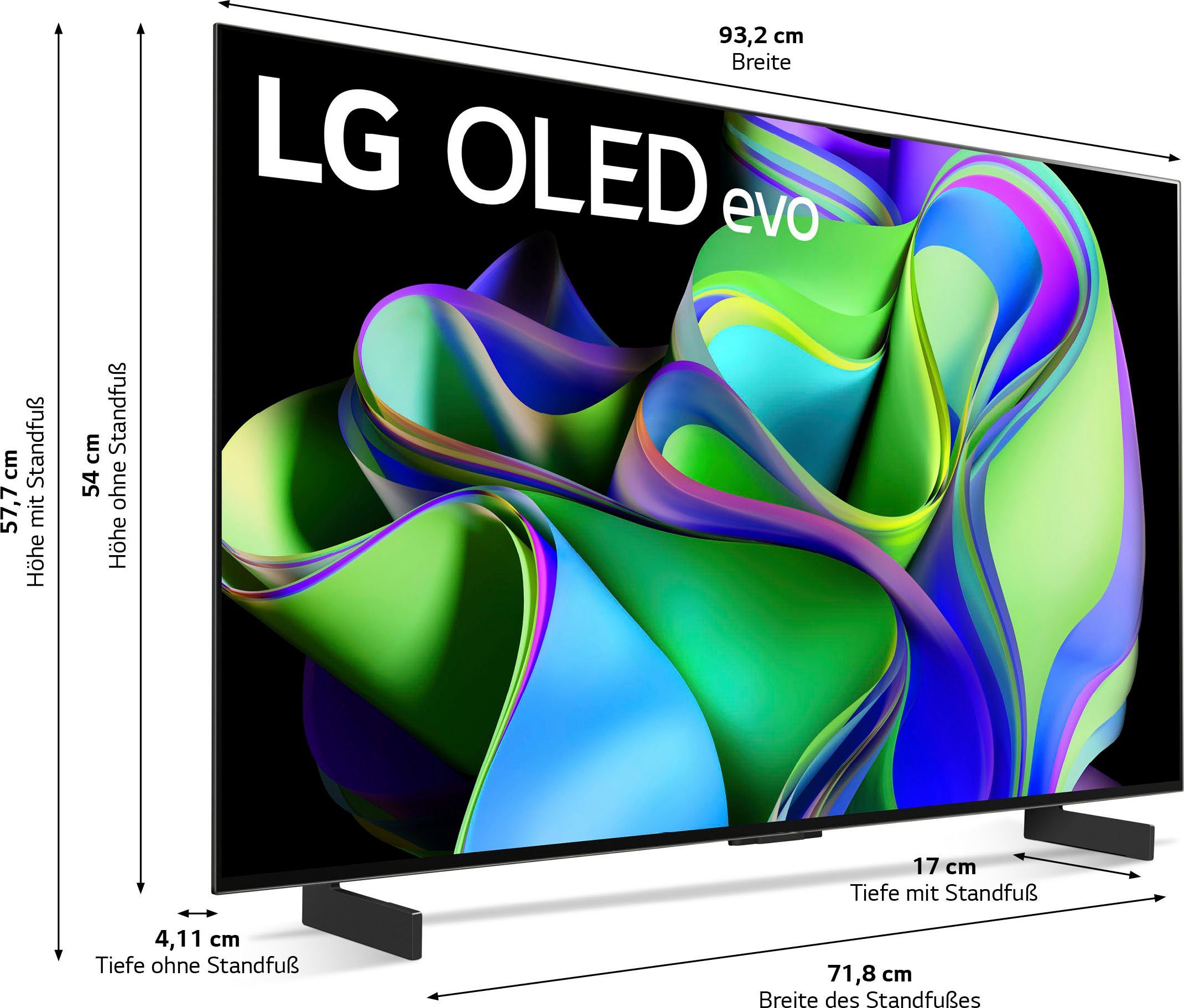LG OLED42C37LA OLED-Fernseher cm/42 evo, 120 Hz, bis Gen6 4K Tuner) Zoll, Triple Twin α9 AI-Prozessor, Smart-TV, (106 OLED HD, 4K zu Ultra