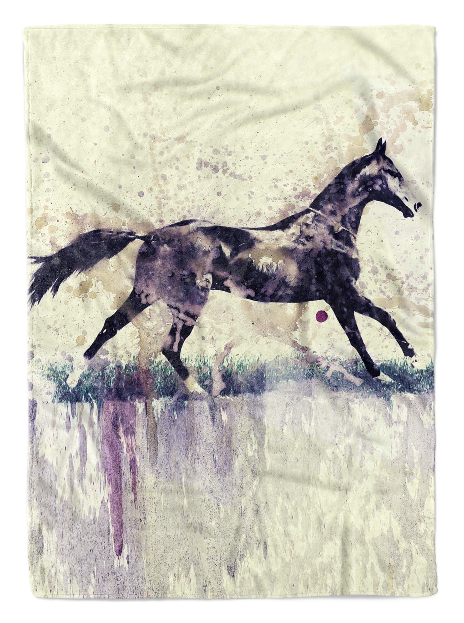 Sinus Art Handtücher Handtuch Strandhandtuch Saunatuch Kuscheldecke SplashArt Tier Serie Kunstvoll Horse II Mo, Baumwolle-Polyester-Mix (1-St), Handtuch