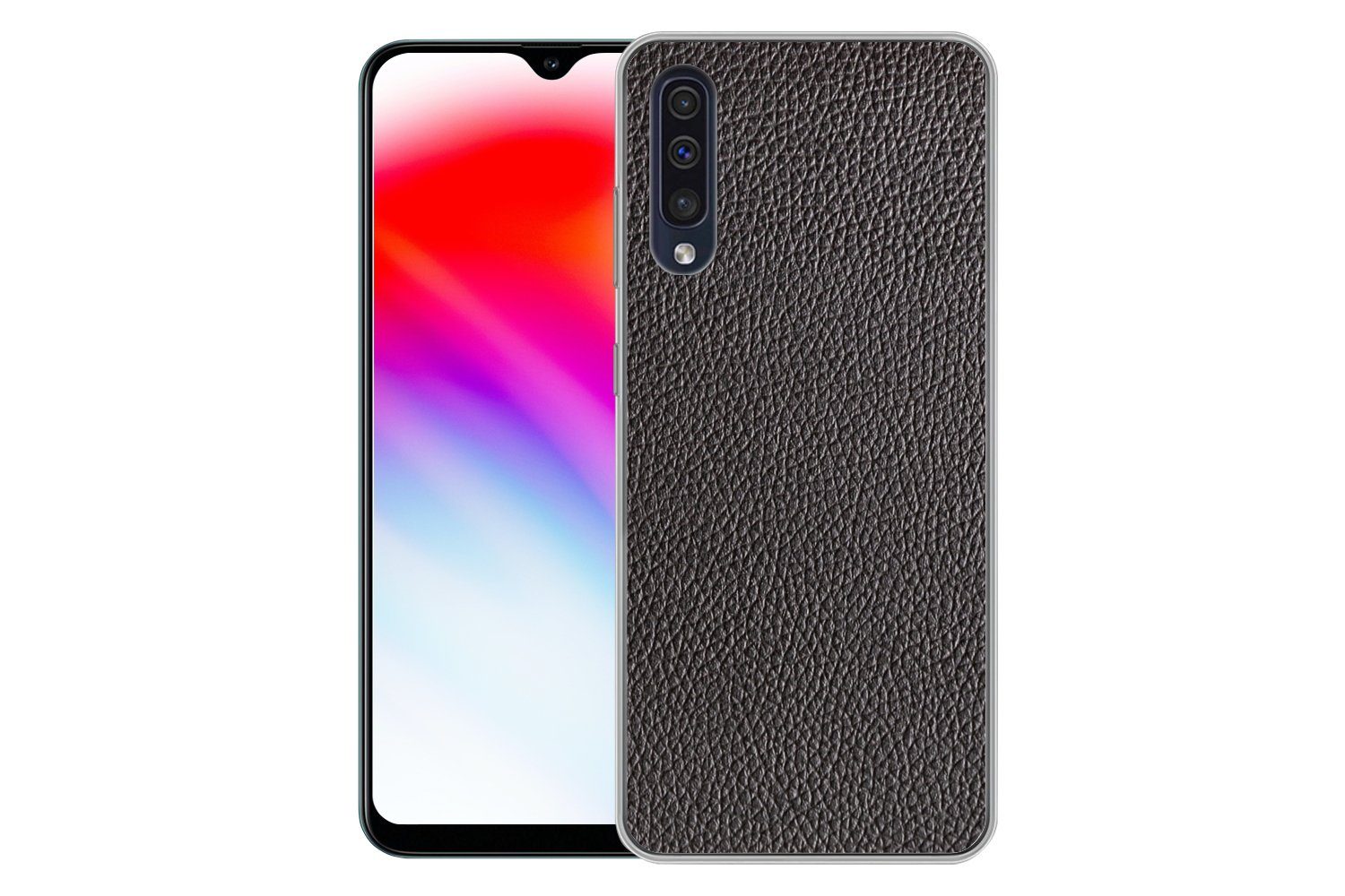 MuchoWow Handyhülle für Samsung Galaxy A30s Leder - Lederoptik - Schwarz - Hell, Smartphone-Bumper, Print, Handy Schutzhülle Dünn