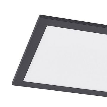 Lindby LED Panel Nelios, LED-Leuchtmittel fest verbaut, universalweiß, Modern, Aluminium, Kunststoff, Schwarz, weiß, 1 flammig, inkl.