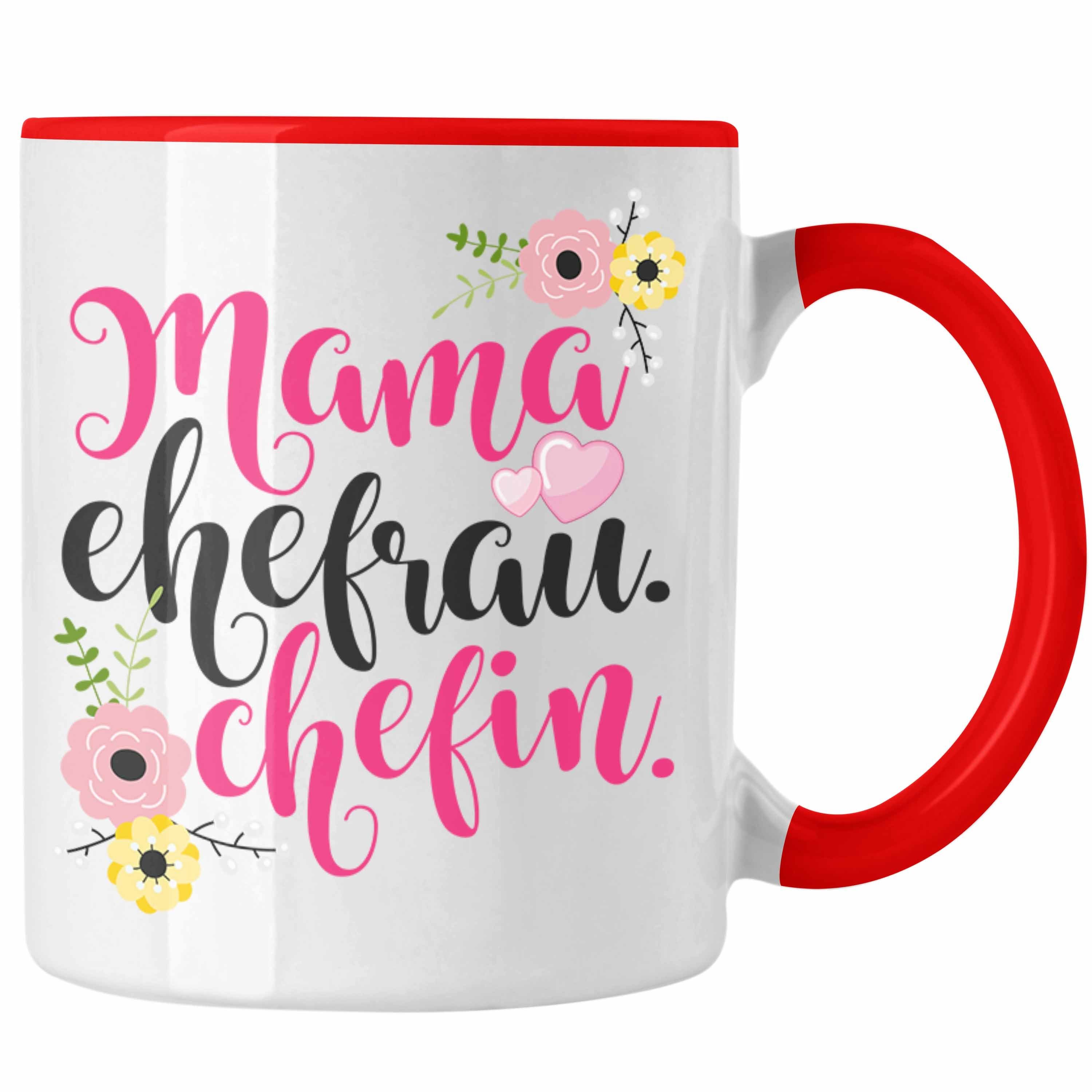 Trendation Tasse Trendation - Mama Ehefrau Chefin Tasse Geschenk Beste Mutter Frau Chefin Geburtstag Muttertag Rot