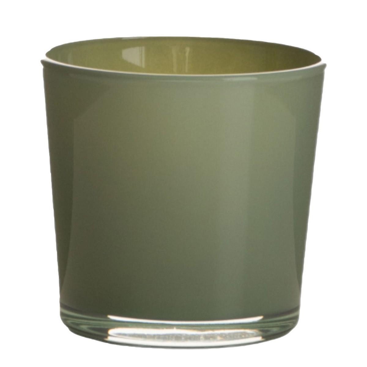 INNA-Glas Blumentopf Übertopf ALENA, salbeigrün, 12,5cm, Ø14,5cm