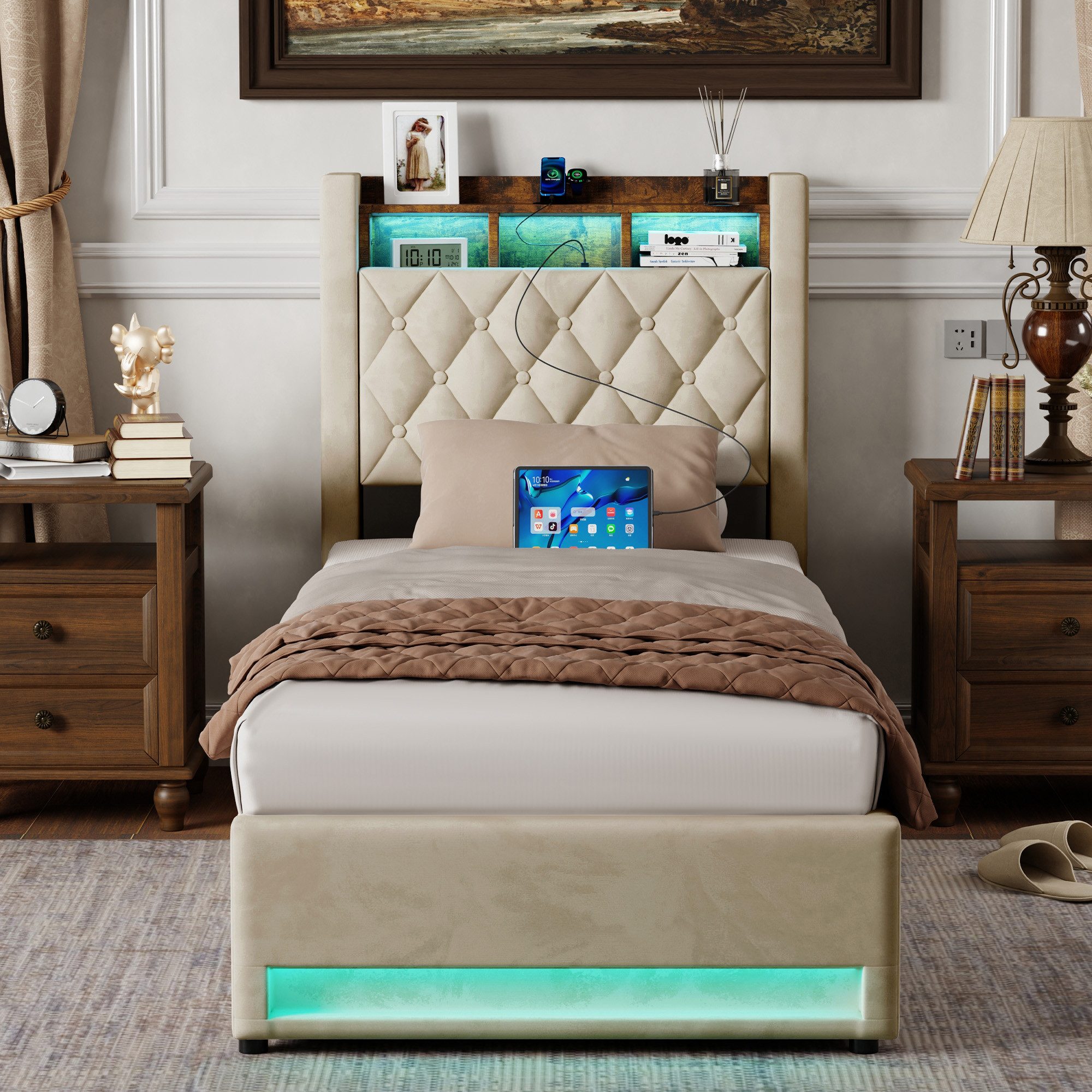 STILVORA Polsterbett 90×200 mit matratze und bettkasten,Stauraumbett Boxspr günstig online kaufen