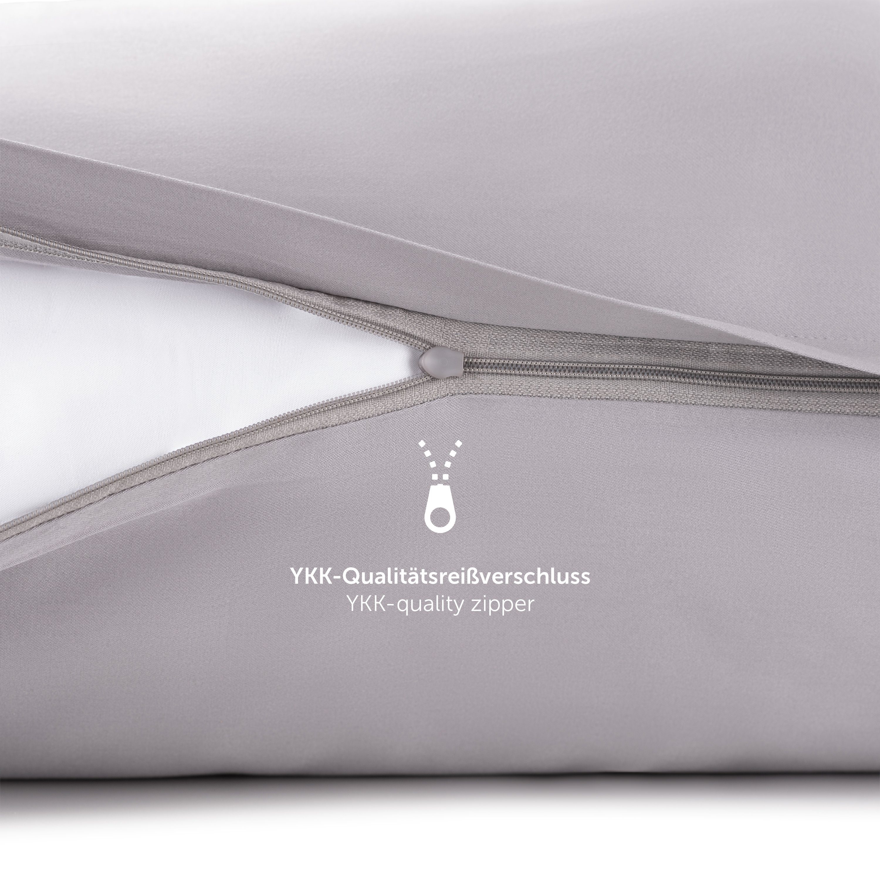 Blumtal Kissenbezüge Premium Mako Satin Kissenbezug, superweich aus 100% Baumwolle, (2 Stück), OEKO-TEX zertifiziert – Glanzoptik & farblich passender Reißverschluss
