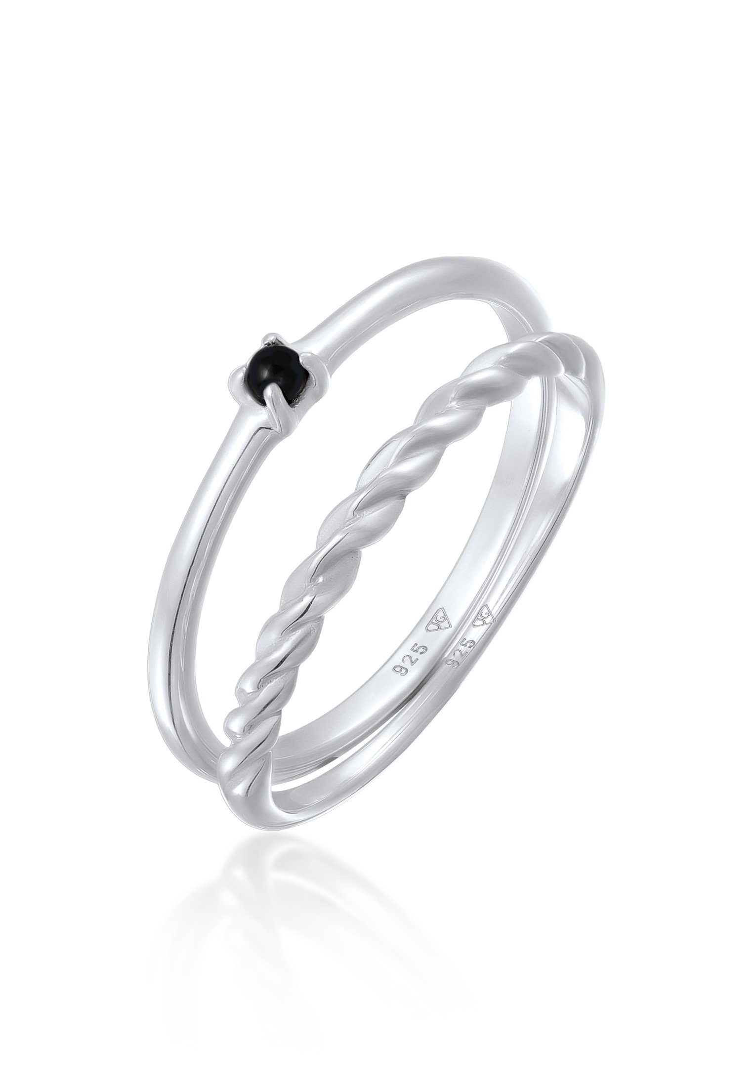 Ring-Set Perle Klassik Gedreht 2er Set 925 Silber