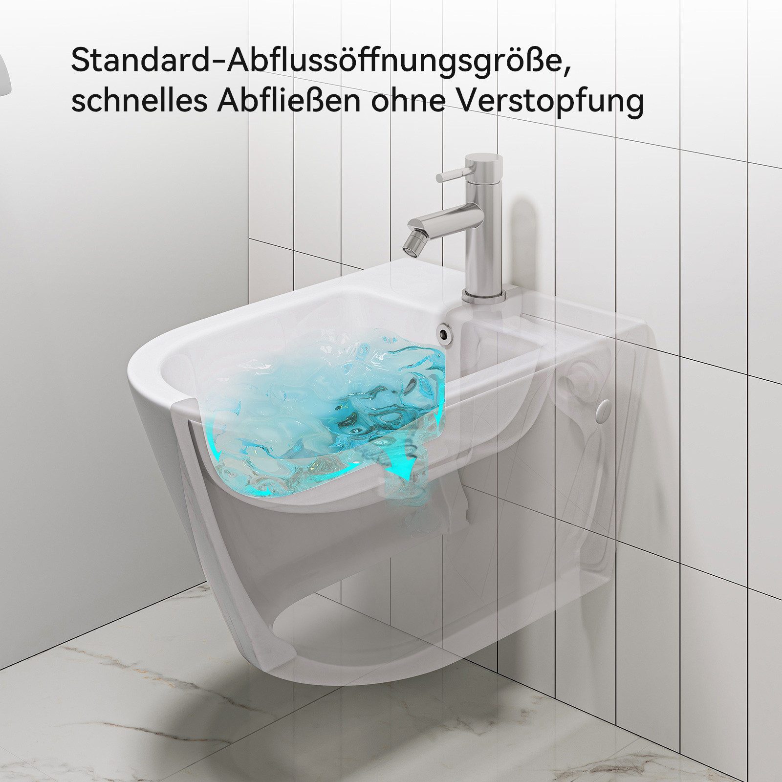 HOROW Bidet Wand Bidet Keramik Bidet Hänge-Bidet WC-Bidet, wandhängend, Keramikschüssel für Intimdusche Podusche Waagerecht Abgang, Keramikschüssel für Intimdusche Podusche
