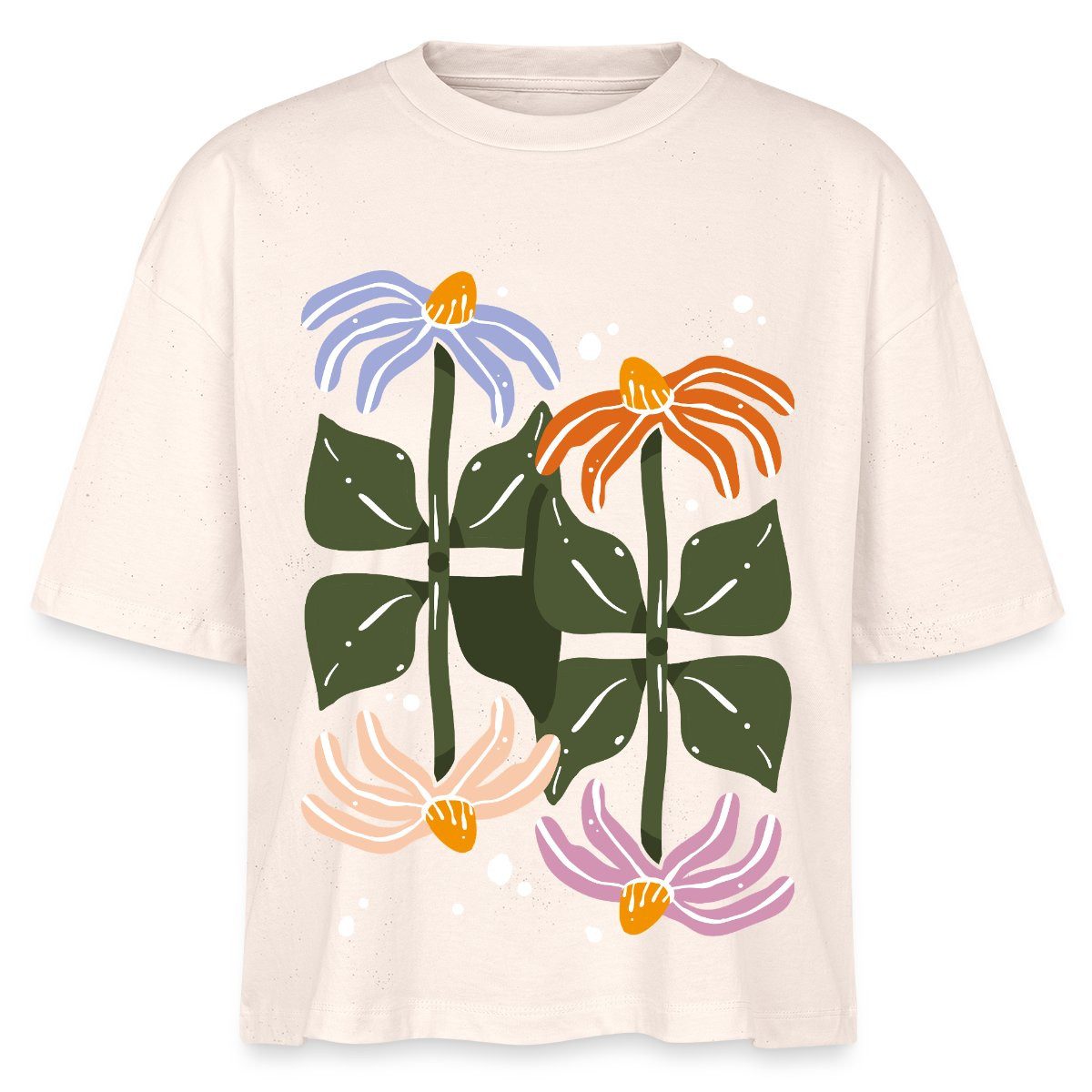 Spreadshirt T-Shirt Bunte Retro Blumen Illustration Im Boho Stil Boxy Shirt günstig online kaufen