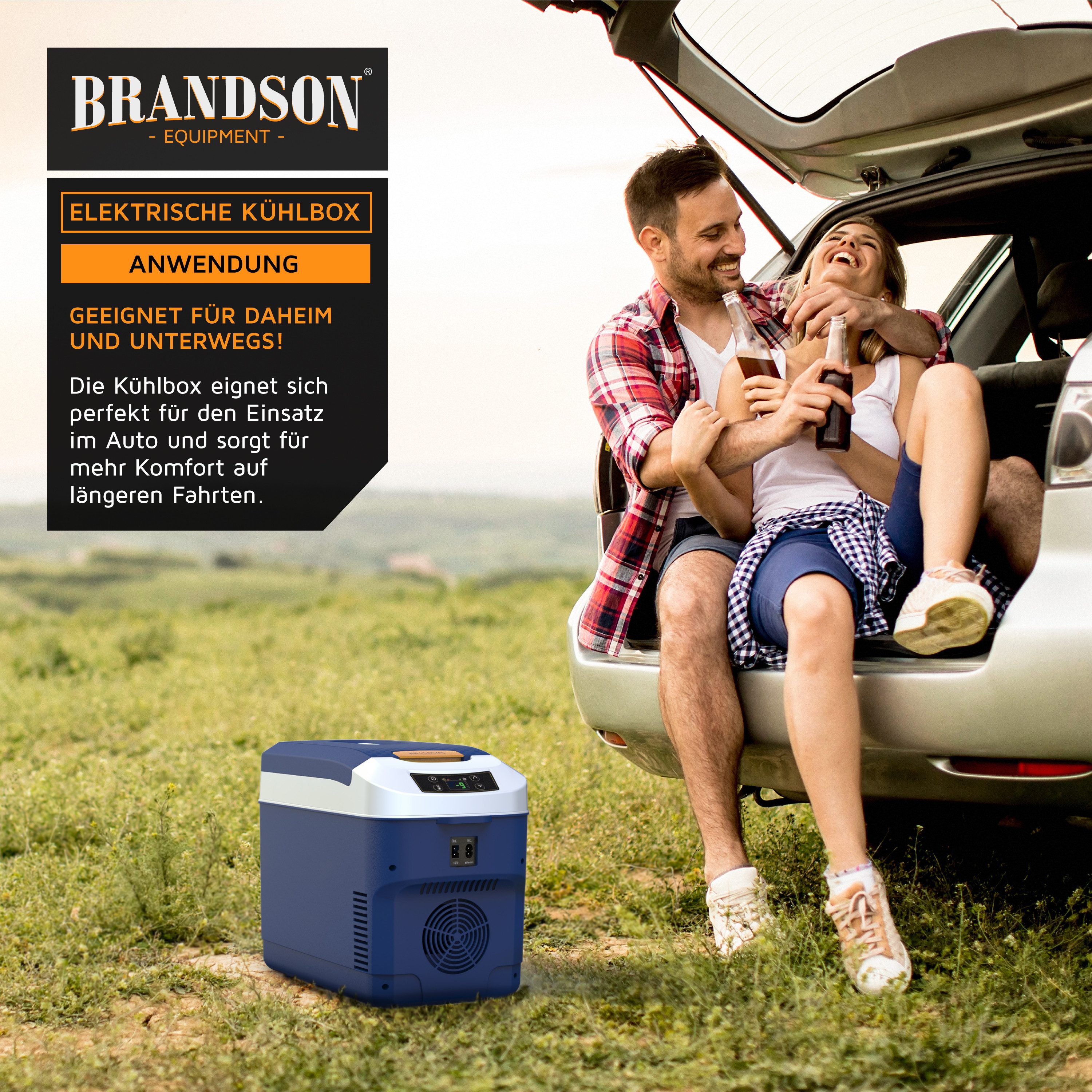 Brandson Elektrische Kühlbox 10 L, Sichtfensterdeckel, Kühlt & hält Warm, von bis zu -10 bis +65°C, 10 l, 230 V Netzspannung &12 V KFZ Auto Bordspannung, Kühlbo – Bild 4 von 5