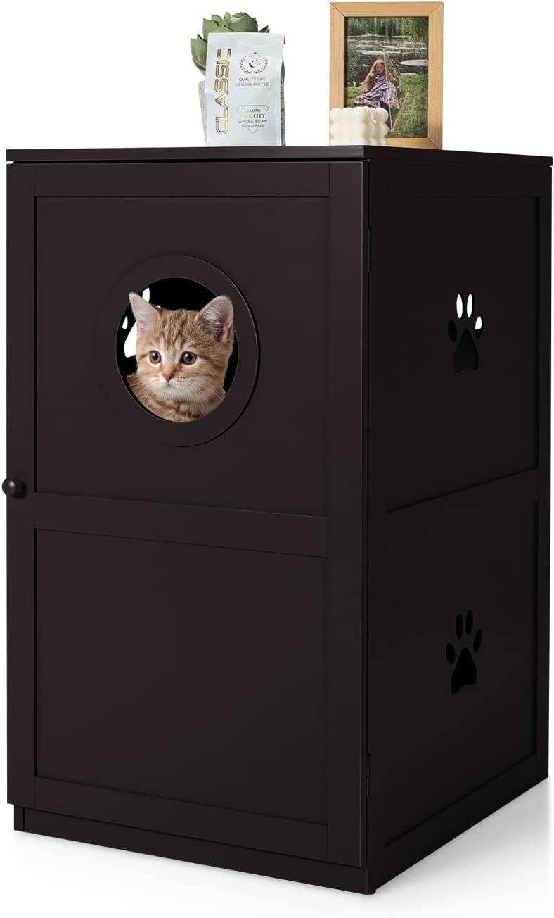 COSTWAY Tierhaus »2-stöckig Katzenhaus, Katzenklo«, mit magnetischer Tür &  Kippschutz- & Belüftungsdesign, 60 x 53 x 90 cm online kaufen | OTTO
