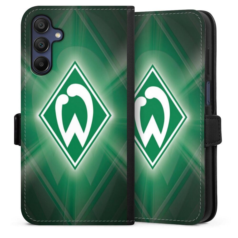 DeinDesign Handyhülle SV Werder Bremen Offizielles Lizenzprodukt Wappen Werder Bremen Laser, Samsung Galaxy A15 5G Hülle Handy Flip Case Wallet Cover