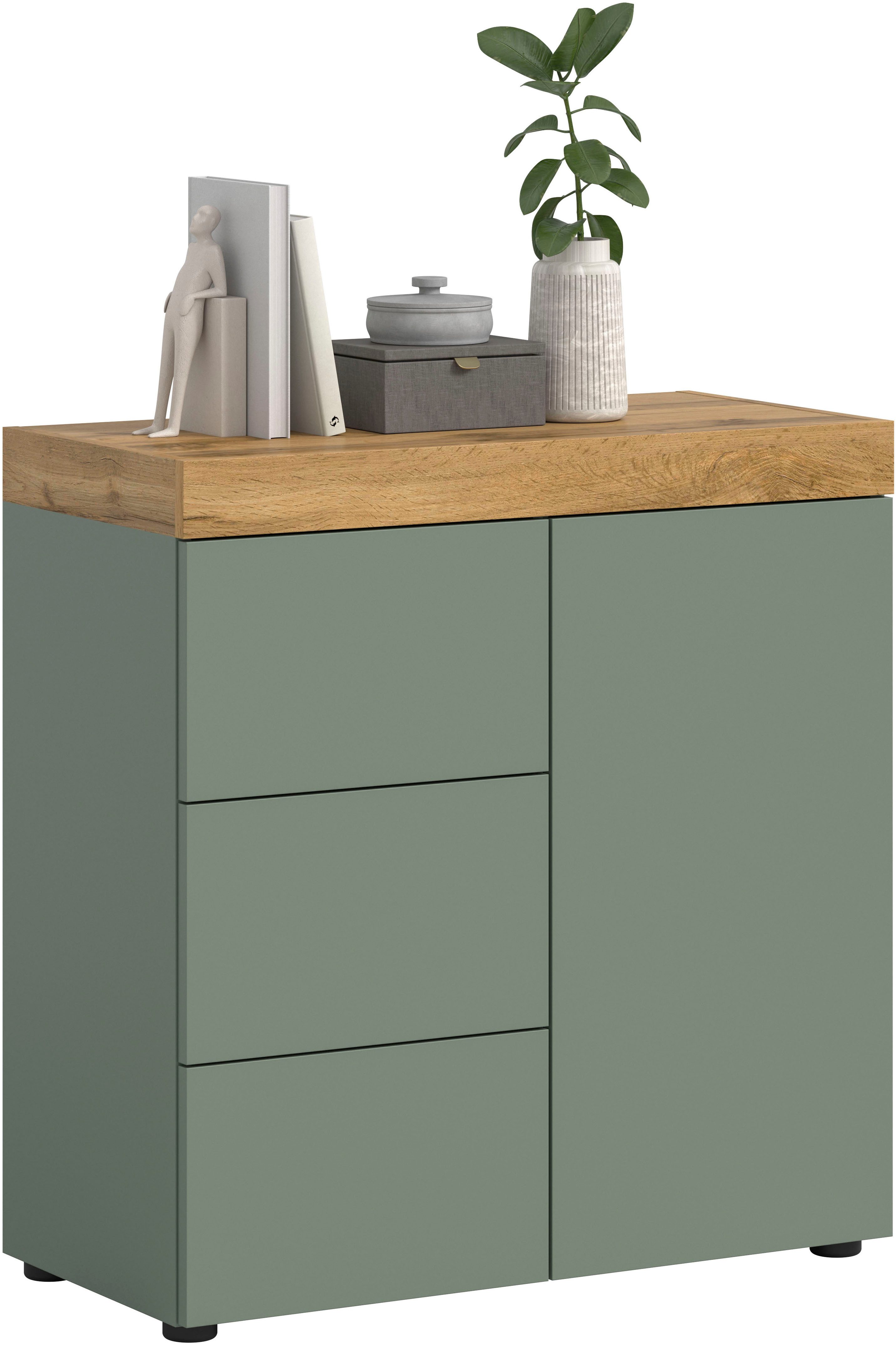 OTTO home Kommode MAMBO, TOPSELLER!, Breite 77 cm, 1 Tür, 1 Einlegeboden, 3 Schubkästen (1 St., 2-farbige Ausführung, in verschiedenen modernen Trendfarben erhältlich), Kommode, Anrichte, Wohnzimmer, Schlafzimmer