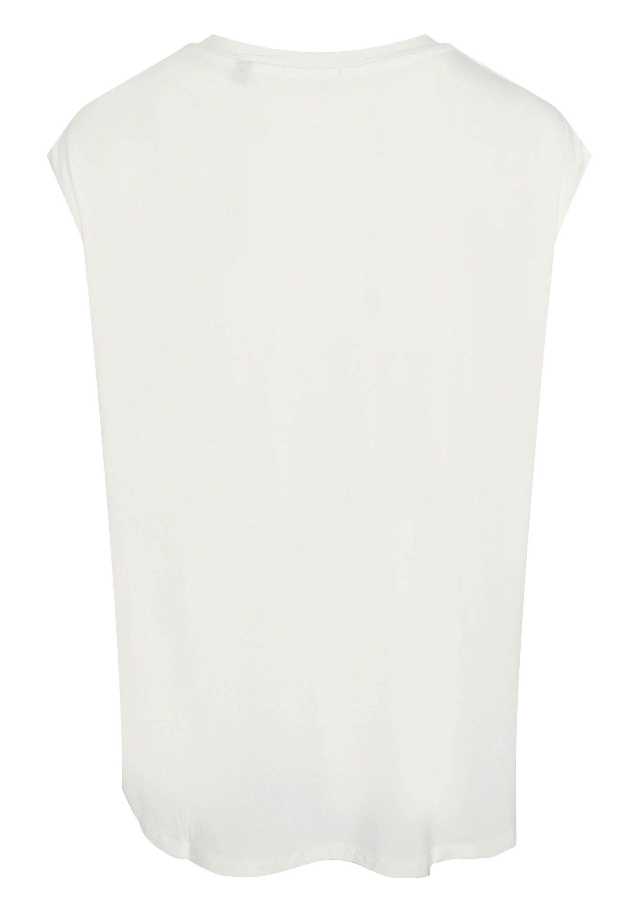 Star Print-Shirt aus Viskose-Elasthanmix mit Labelprint 1 Chiemsee White T-Shirt