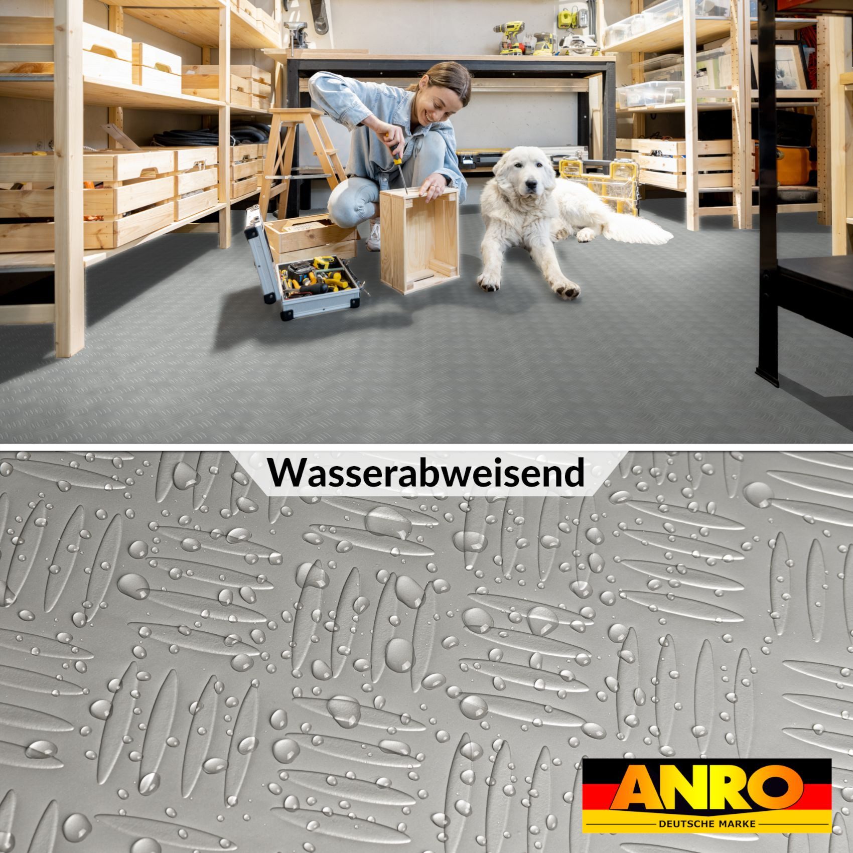 ANRO Vinylboden IMOS Bodenbelag Starker Linoleum PVC-Bodenbelag gerollt, Feuchtigkeitsbarriere feine Optik, Wasserbeständig Langlebig PVC Matte in Größe: 100x140cm
