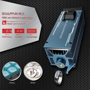 SCULPFUN Graviergerät 1064 nm 2 W Infrarot-Lasermodul für S9/S10/S30/S30 Ultra/SF-A9-Serie, IR-2 0,03 mm Ultrafeiner Laserpunkt, 1-St., für Metall- und Kunststoffgravur