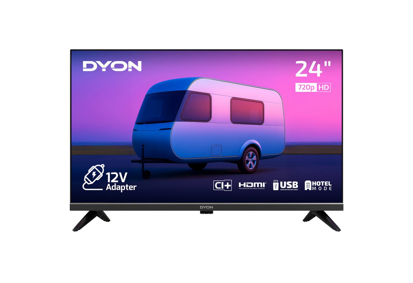 Dyon Enter 24 Pro-X-V LED-Fernseher (60 cm/24 Zoll, HD, 24", 12V für Camping, Triple Tuner, CI+, EPG & Hotelmodus)