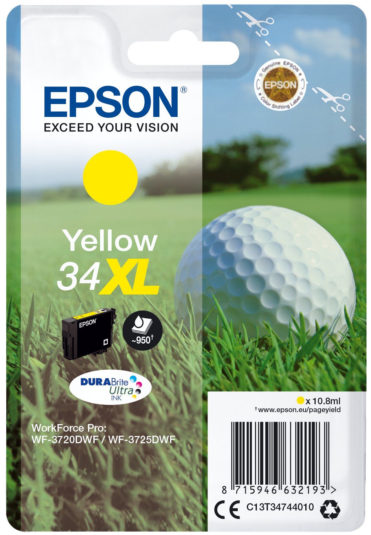 Epson Epson Golf ball Singlepack Yellow 34XL DURABrite Ultra Ink Tintenpatrone gelb