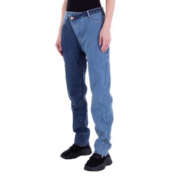 Ital-Design Straight-Jeans Damen Freizeit Jeansstoff Straight Leg Jeans in Blau