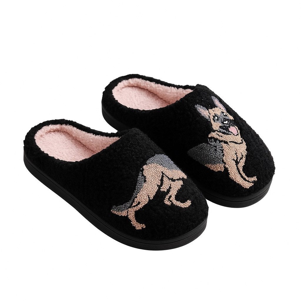 Corimori mit netten Motiven, Gr. 34-44, Antirutsch & bequem Plüsch Hausschuhe (Packung, Geschenk) Schäferhund Pantoffeln für Kinder und Erwachsene, EU Größe 34-35