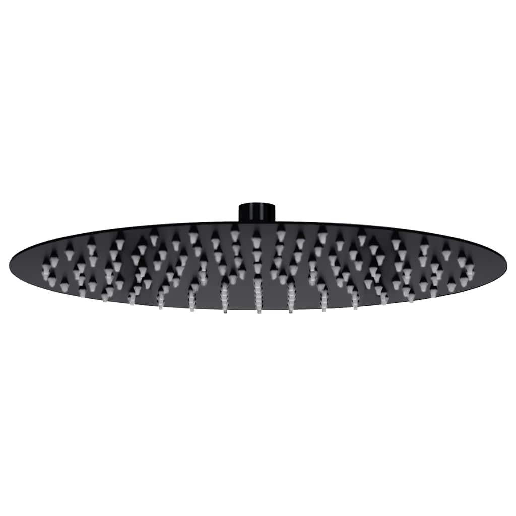 vidaXL Regenduschkopf Regenbrause Edelstahl 30 cm Rund Schwarz, (1-tlg)