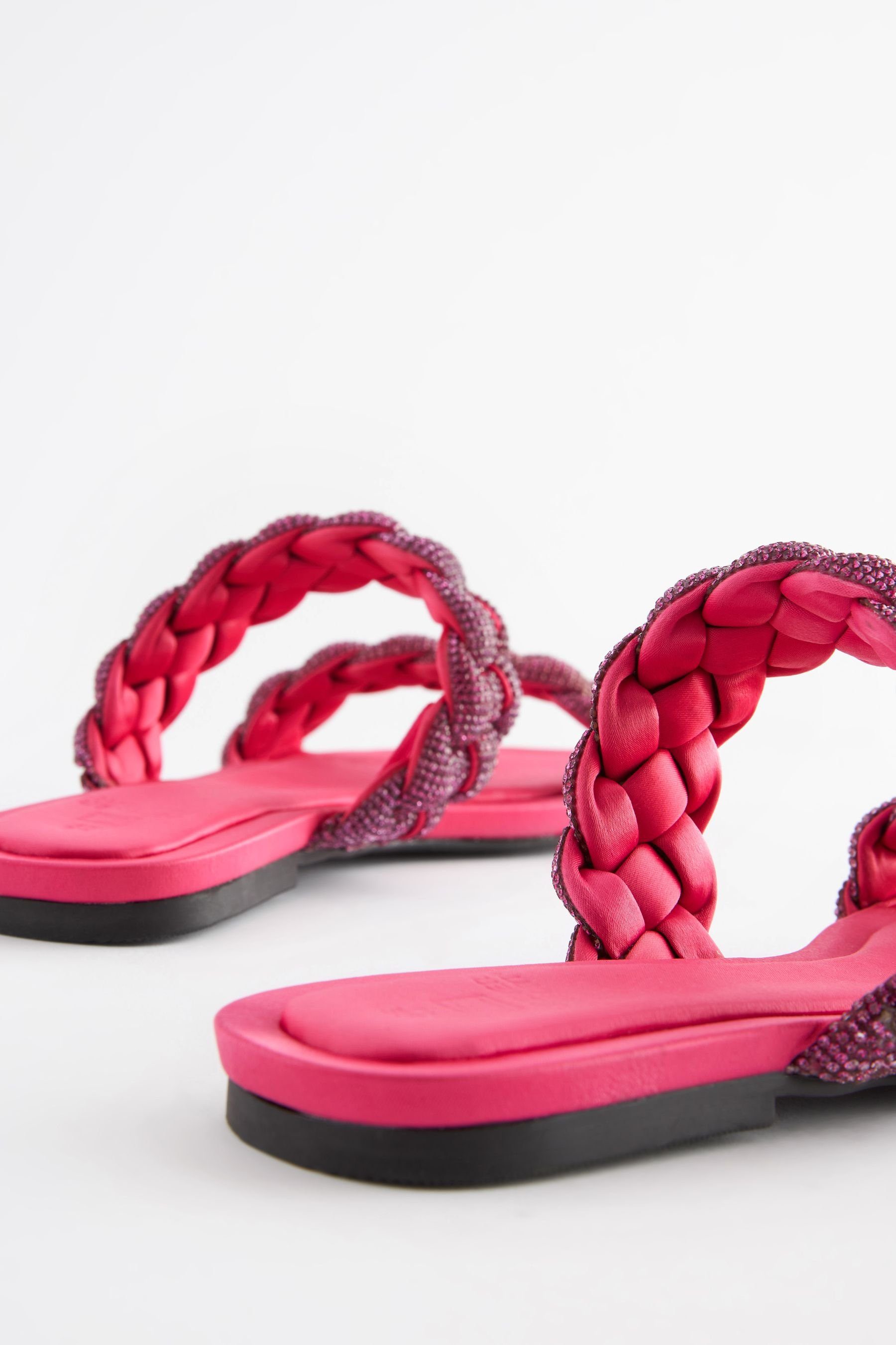Flechtsandalen Forever mit (1-tlg) Next Sandale Schmuckbesatz Comfort® Pink