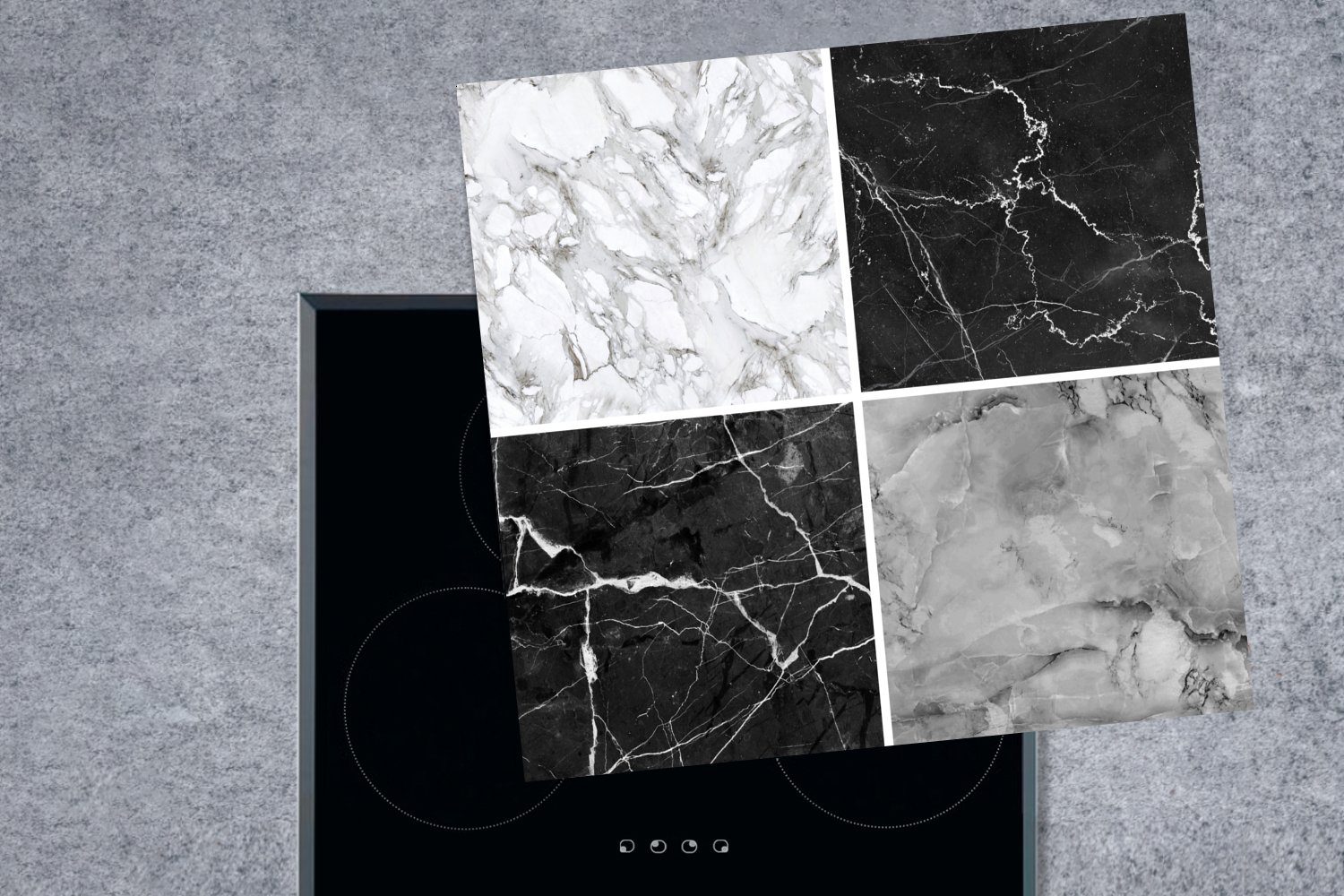 MuchoWow Herdblende-/Abdeckplatte Marmor - Struktur Abstrakt, Vinyl, Ceranfeldabdeckung, küche (1 Arbeitsplatte 78x78 für cm, tlg), 
