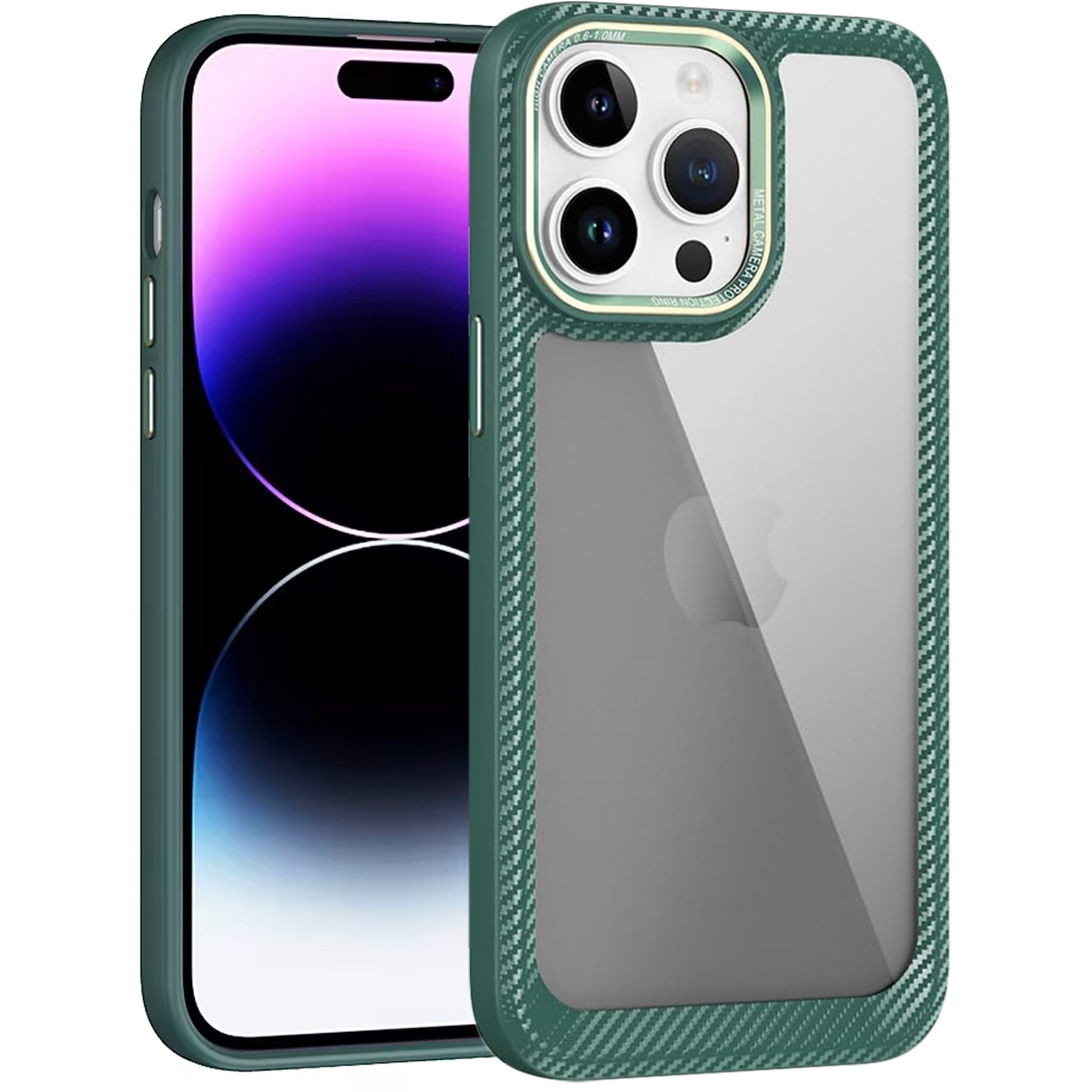 Wörleonline Handyhülle für Apple iPhone 12 Pro Max Hülle, Schutzhülle in Carbon Optik mit leicht getönter Rückseite