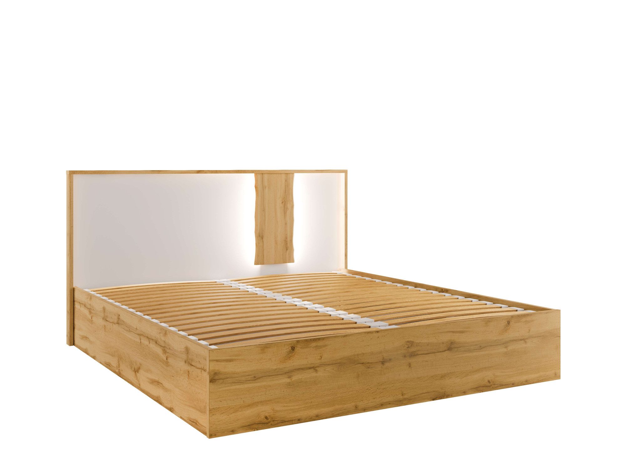 Home affaire Bett Bett Fabella ohne Matratze (Schlaffläche 180x200 cm), Bett mit Stauraum und Led-Beleuchtung, BxTxH 191,3x206,4x102,2 cm