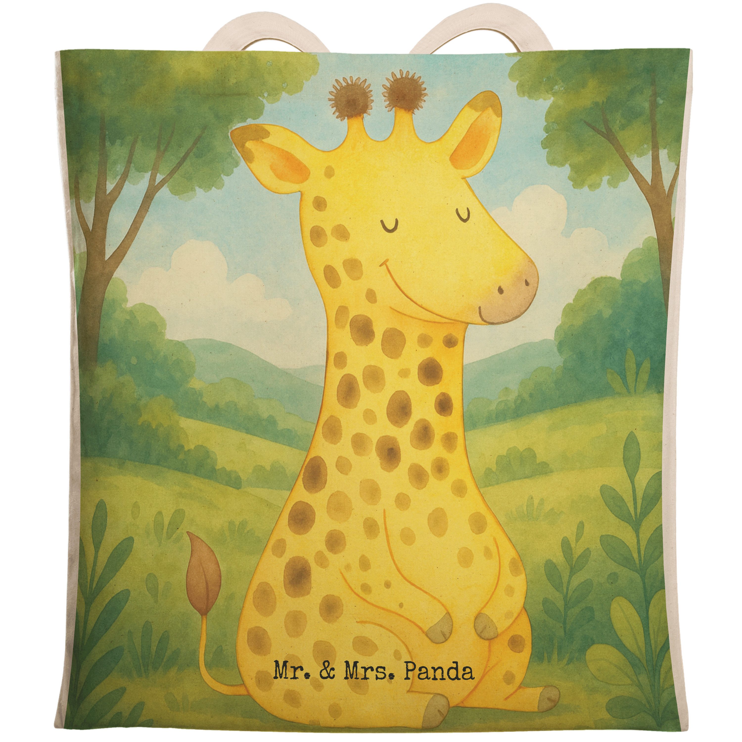 Tragetasche Giraffe Zufrieden Design, Tote Bag, Weiß, Bag, Tasche, Beuteltasche