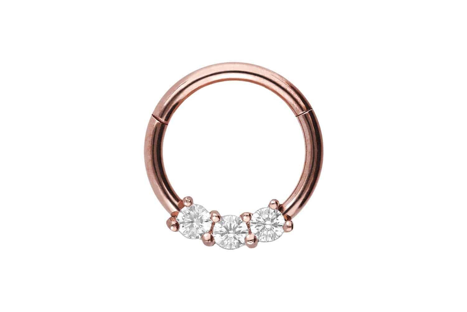 Nasenpiercing Chirurgenstahl Segmentring Clicker 3 KRISTALLE Ohrpiercing Septum Nase