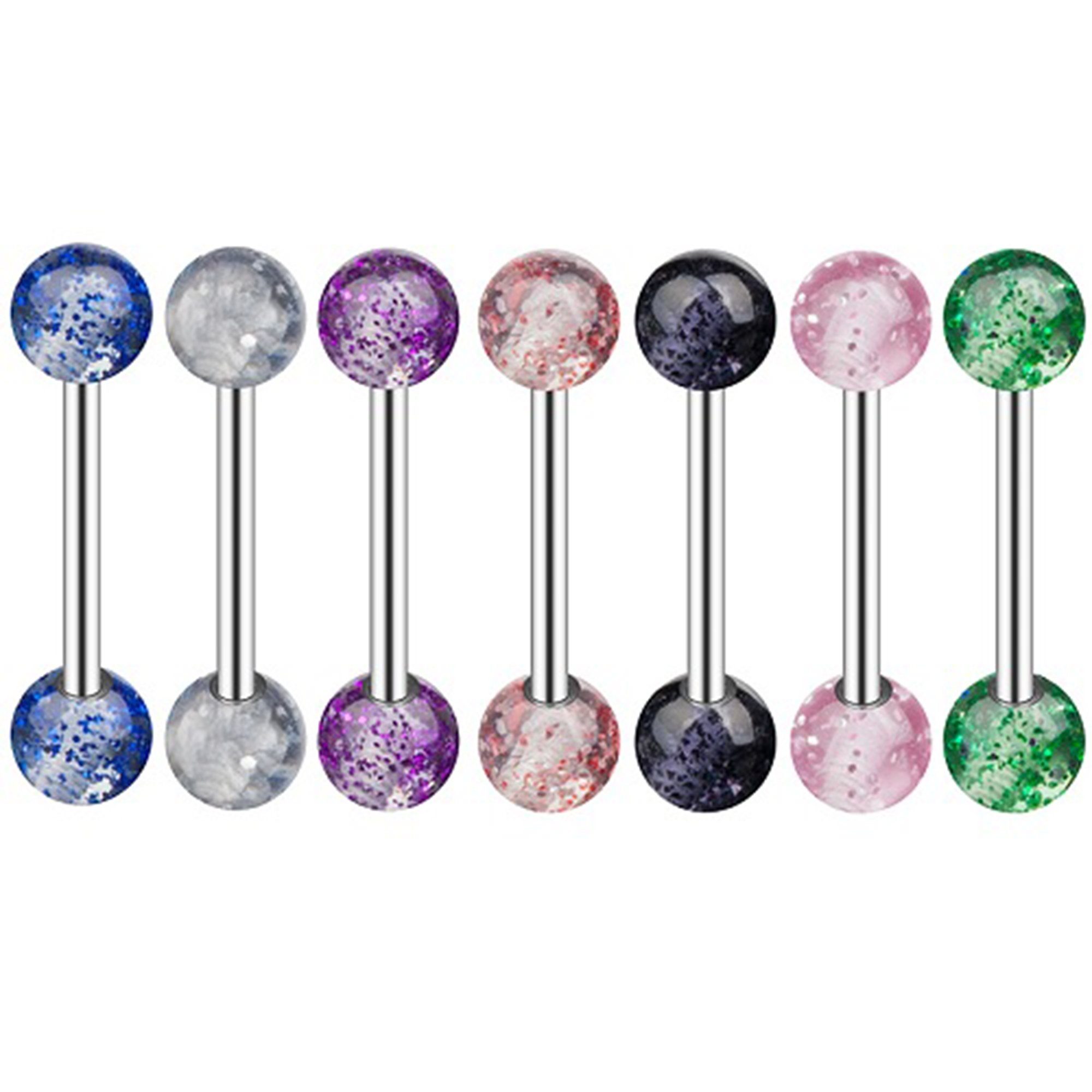 Taffstyle Piercing-Set Zungenpiercing Ohr Kugel Titan Ultra UV Glitter, Pie günstig online kaufen