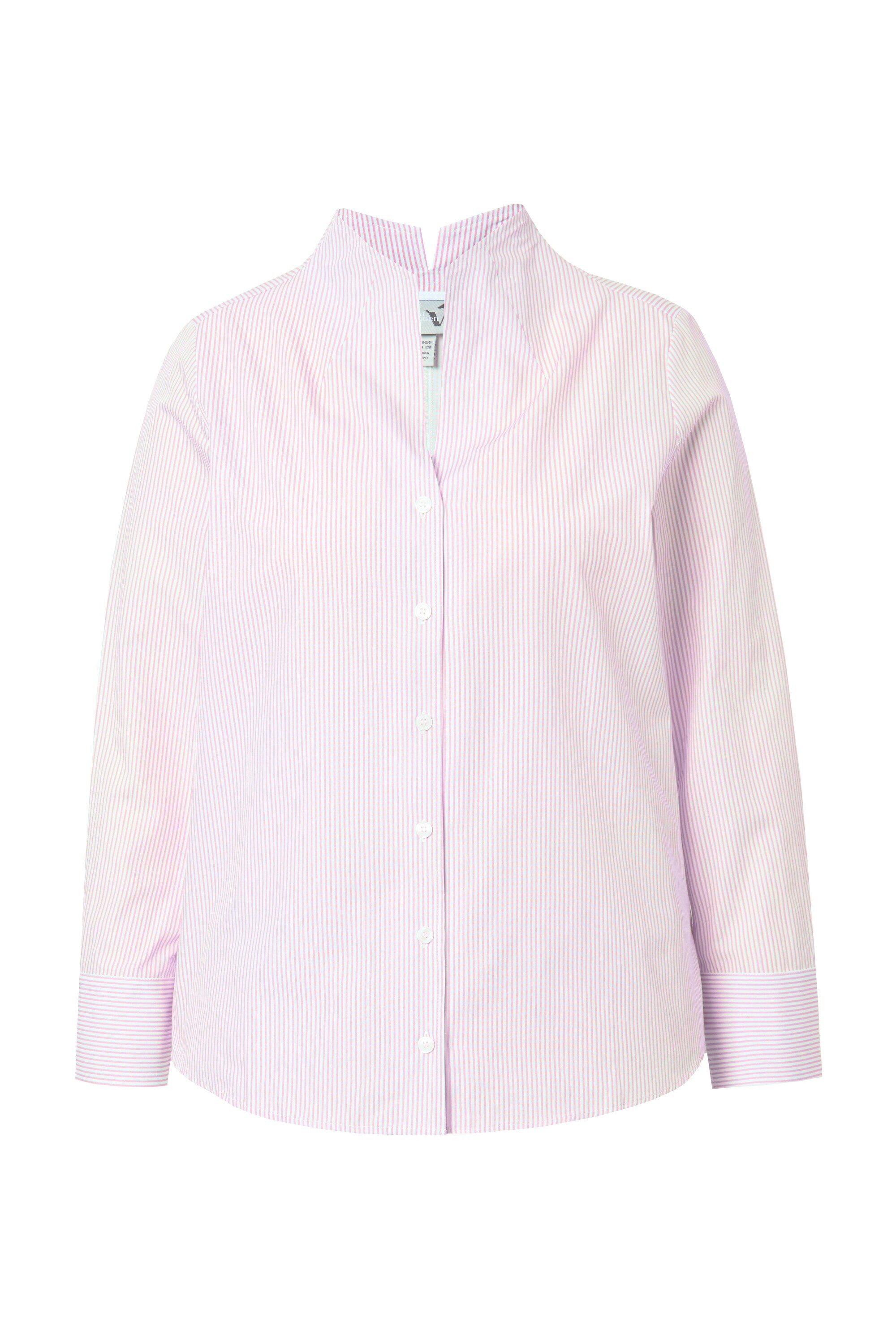 Ulla Popken Longbluse Bluse Streifen Kelchkragen Langarm günstig online kaufen