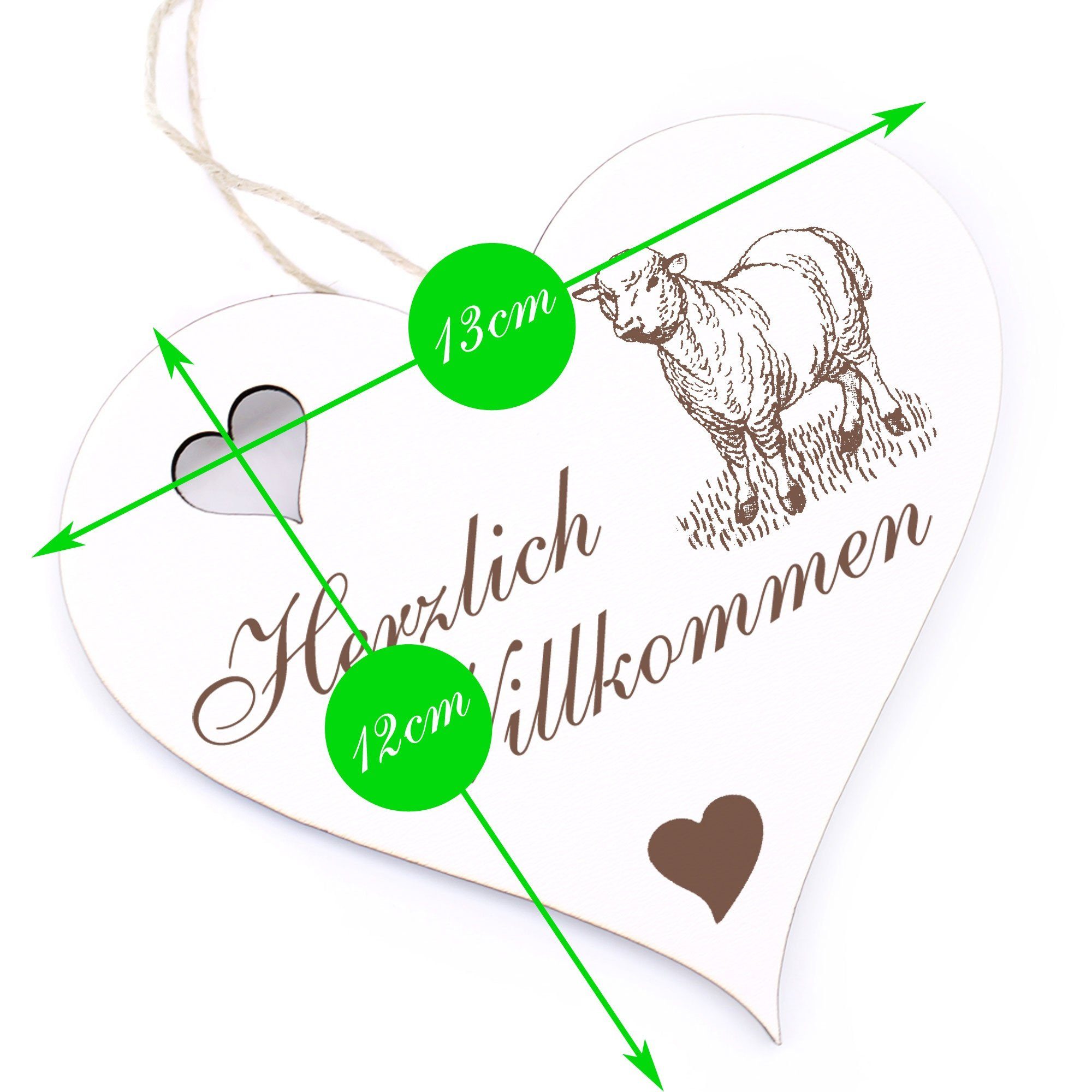 Dekolando 13x12cm Schaf Herzlich - Willkommen - Hängedekoration
