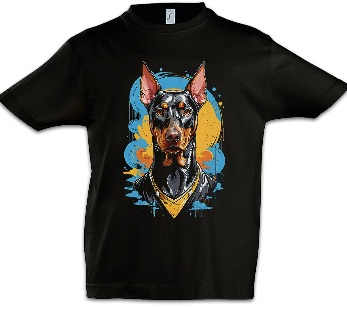 Print-Shirt Dobermann Art Kinder T-Shirt Wachhund Hundesport Doberman Pinscher