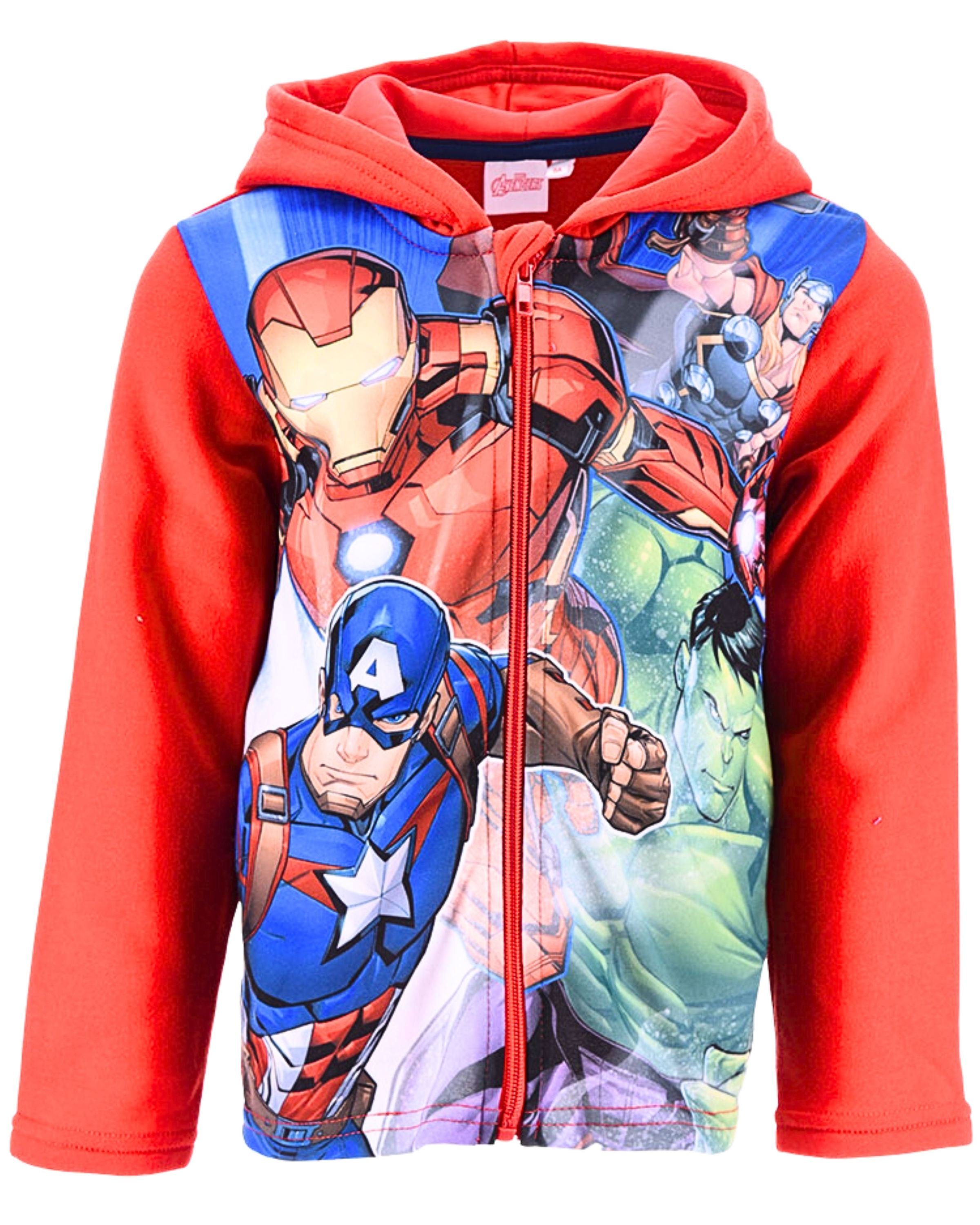 Übergangsjacke Jungen cm Sweatjacke Marvel The Kapuze Gr. 104-140 mit AVENGERS