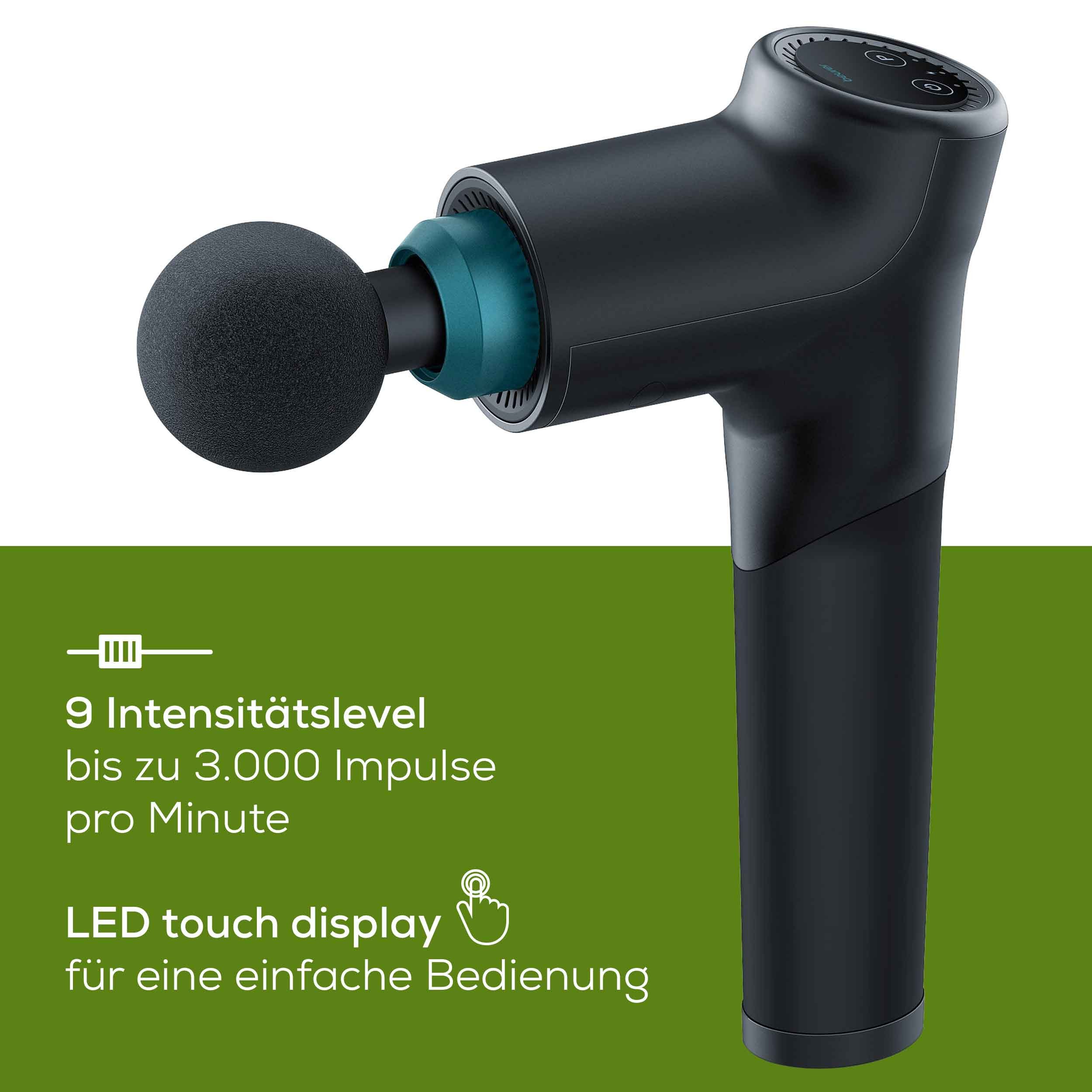 BEURER Massagegerät MG 185 für kraftvolle und wohltuende Triggerpunktmassagen, Mit 9 Intensitätsstufen und 5 Massageaufsätzen