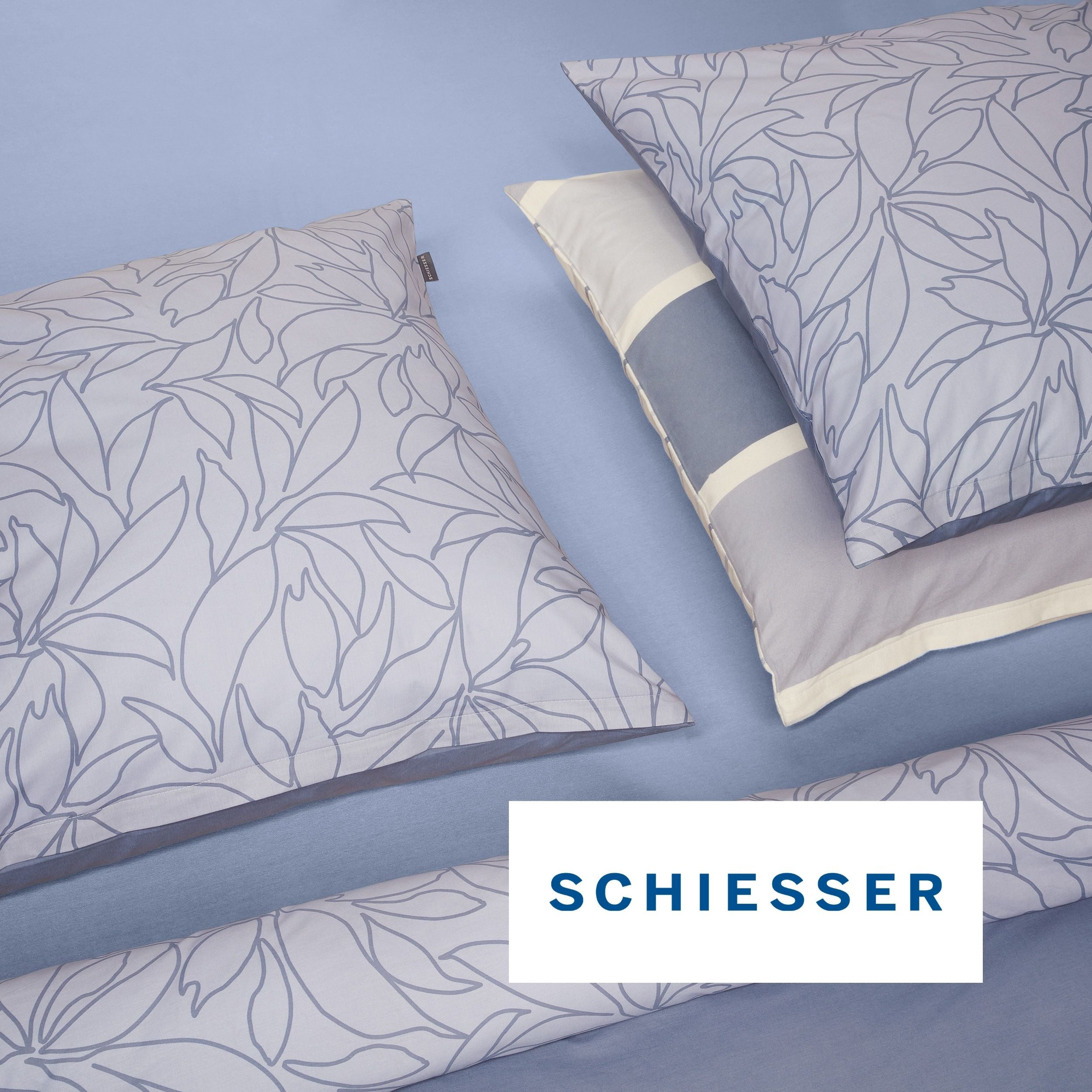Schiesser Wendebettwäsche Leaves aus weicher Baumwolle mit schlichtem Botanikprint, Renforcé, 2 teilig, OEKO-TEX® MADE IN GREEN – Bild 4 von 5