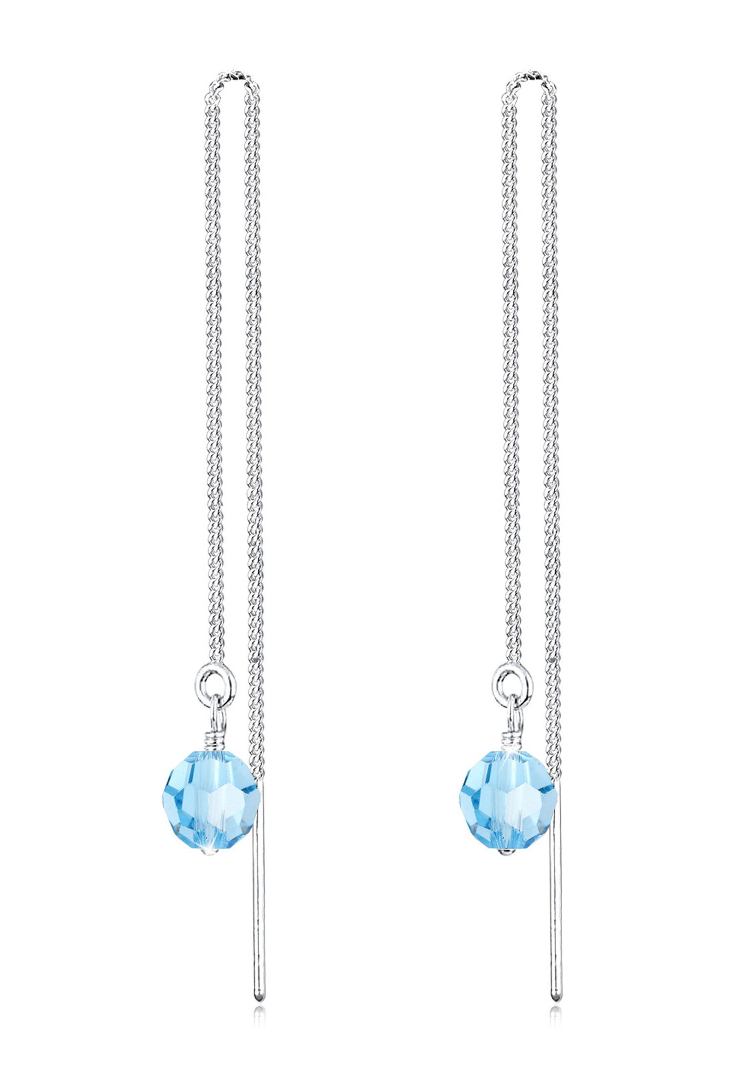 Elli Paar Ohrhänger Ohrhänger Durchzieher Glas Kristalle Hellblau 925 Sterling Silber