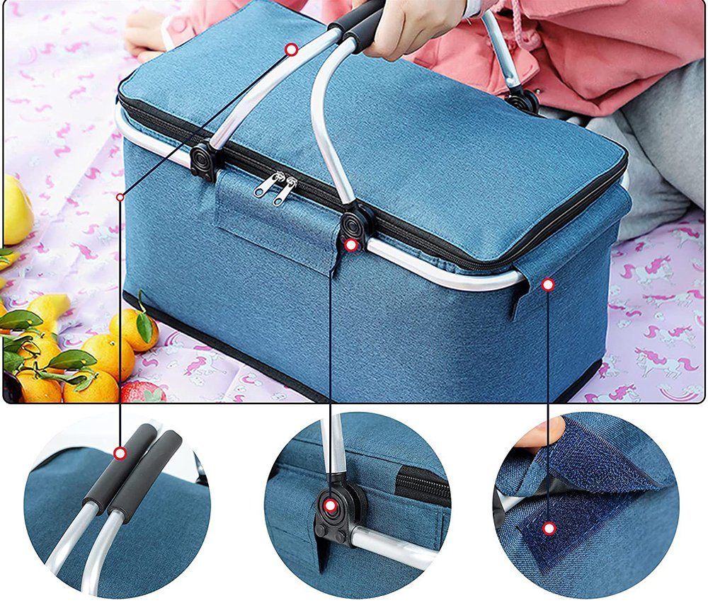Dsen Picknickkorb Campingtasche mit großem Fassungsvermögen, Reisetasche,  50-60L (1 St)
