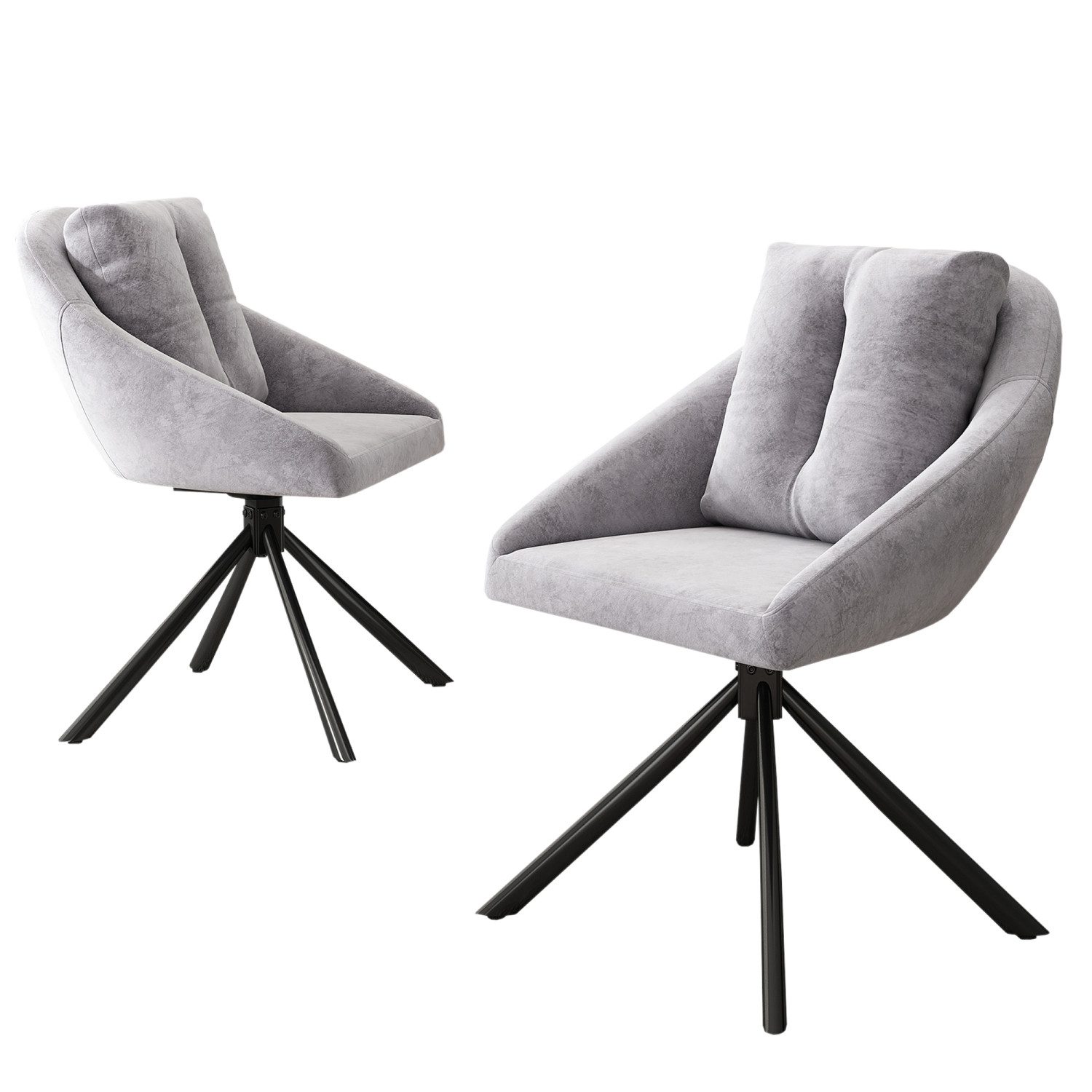 Flieks Esszimmerstuhl (360° drehbar, Set, 2 St), 2er Set Polsterstühle Drehstuhl mit Rückenkissen Wohnzimmerstuhl Samt – Bild 2 von 5