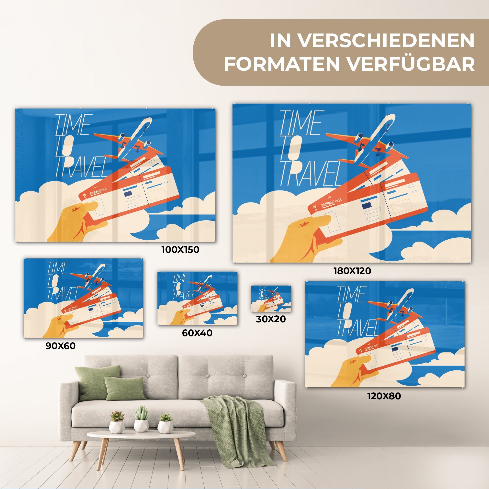 MuchoWow Acrylglasbild Flugzeug - Urlaub & Acrylglasbilder St), - Wohnzimmer Schlafzimmer (1 Sprichwörter