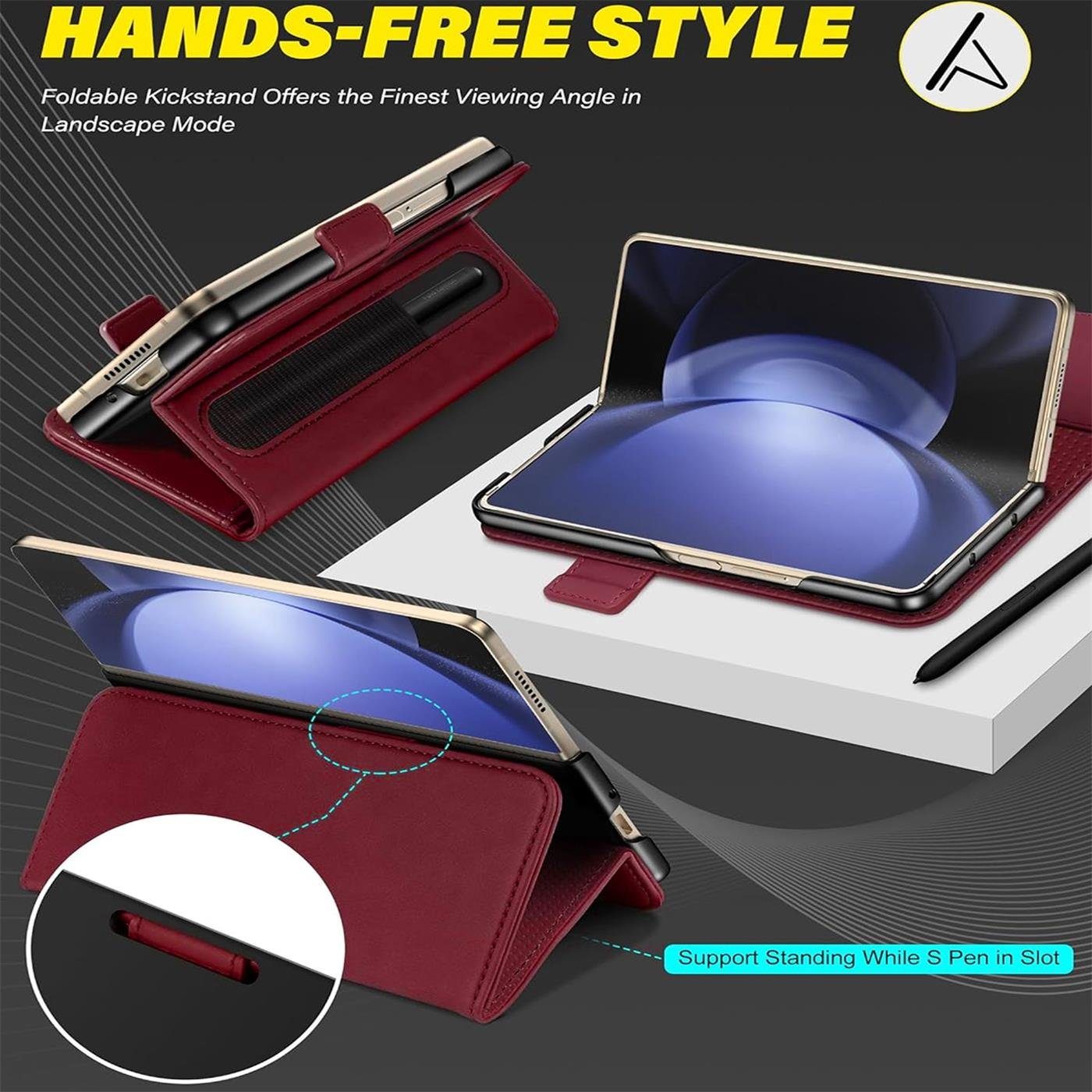 CoolGadget Handyhülle Wallet Klapptasche Cover Case für Samsung Galaxy Z FOLD 5 7,6 Zoll, Handy Tasche mit RFID Schutz Kartenfach Book Schutzhülle