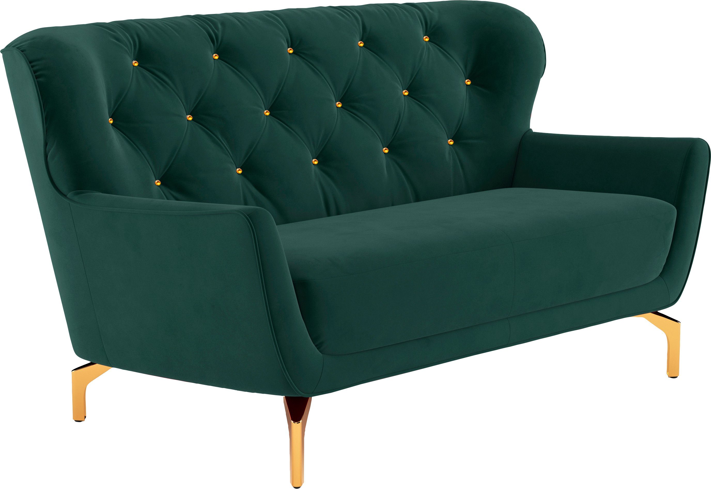 sit&more 2-Sitzer Orient 3, inkl. 2 Zierkissen mit Strass-Stein, goldfarbene Metallfüße