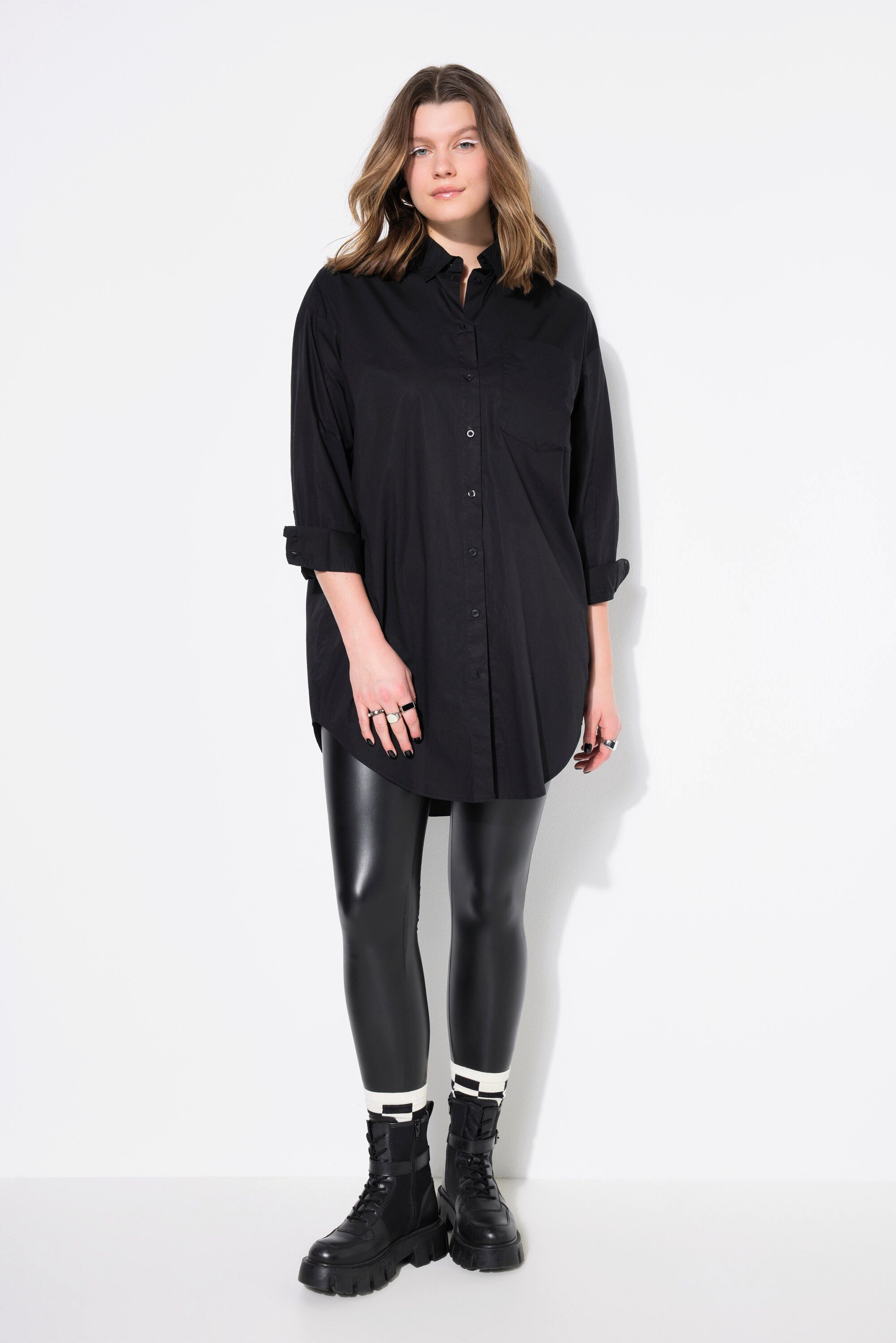 Studio Untold Hemdbluse Hemdbluse oversized Knopfleiste Hemdkragen günstig online kaufen