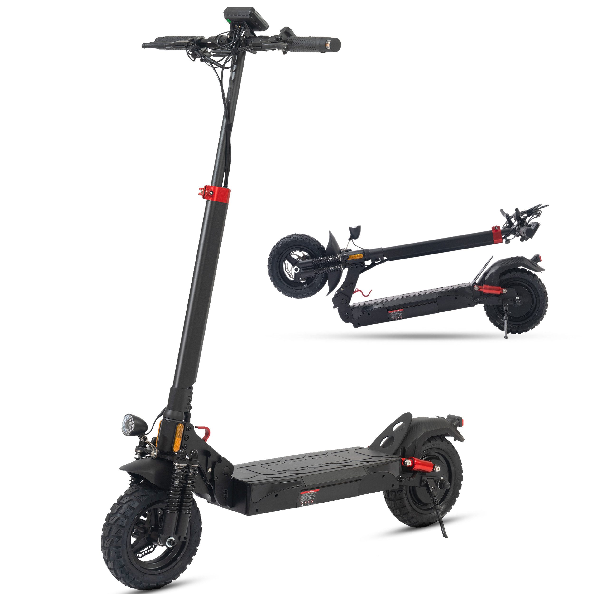 Leawin E-Scooter 10'' Elektroroller, E-roller mit Straßenzulassung, 40-70km, kalppbar, 500,00 W, 20 km/h, (mit ABE, Scheibenbremsen vorne und hinten, höhenverstellbarer Lenker), 600Wh, 4 Stoßdämpfung, Blinker & Klingel, Offroad