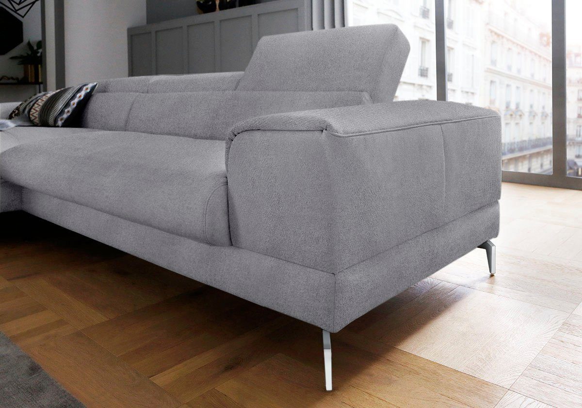 W.SCHILLIG Ecksofa piedroo, Designsofa mit tollem Sitzkomfort, bequem und elegant, L-Form, Kopfteilverstellung, wahlweise mit Sitztiefenverstellung, Breite 303cm