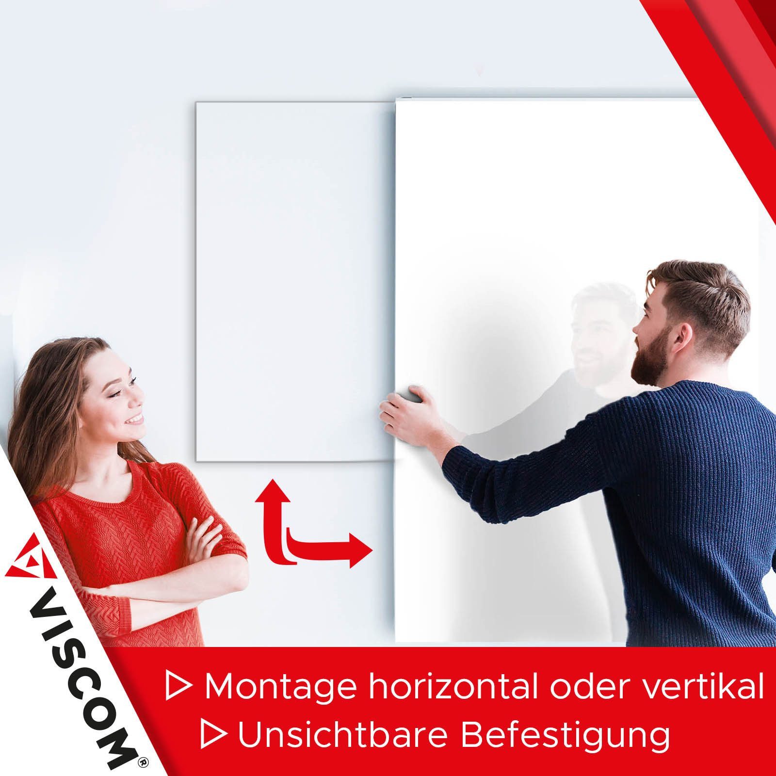 Viscom Magnettafel MIO, Glas-Magnettafel - beschreibbar & trocken abwischbar - inkl. Zubehör