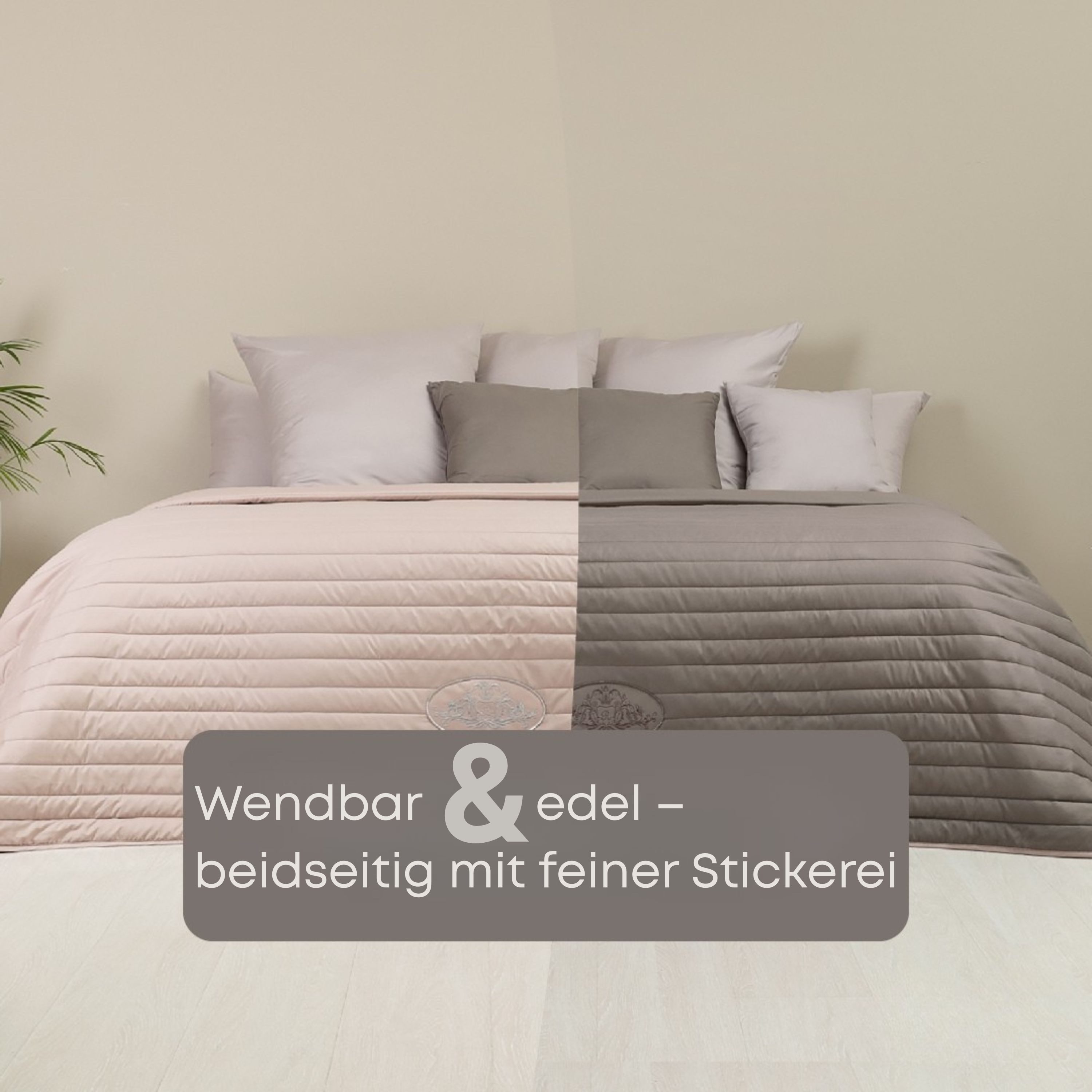 SEI Design Bettüberwurf Wende-Tagesdecke Royal 240x220 cm Taupe-Beige, Wendefunktion