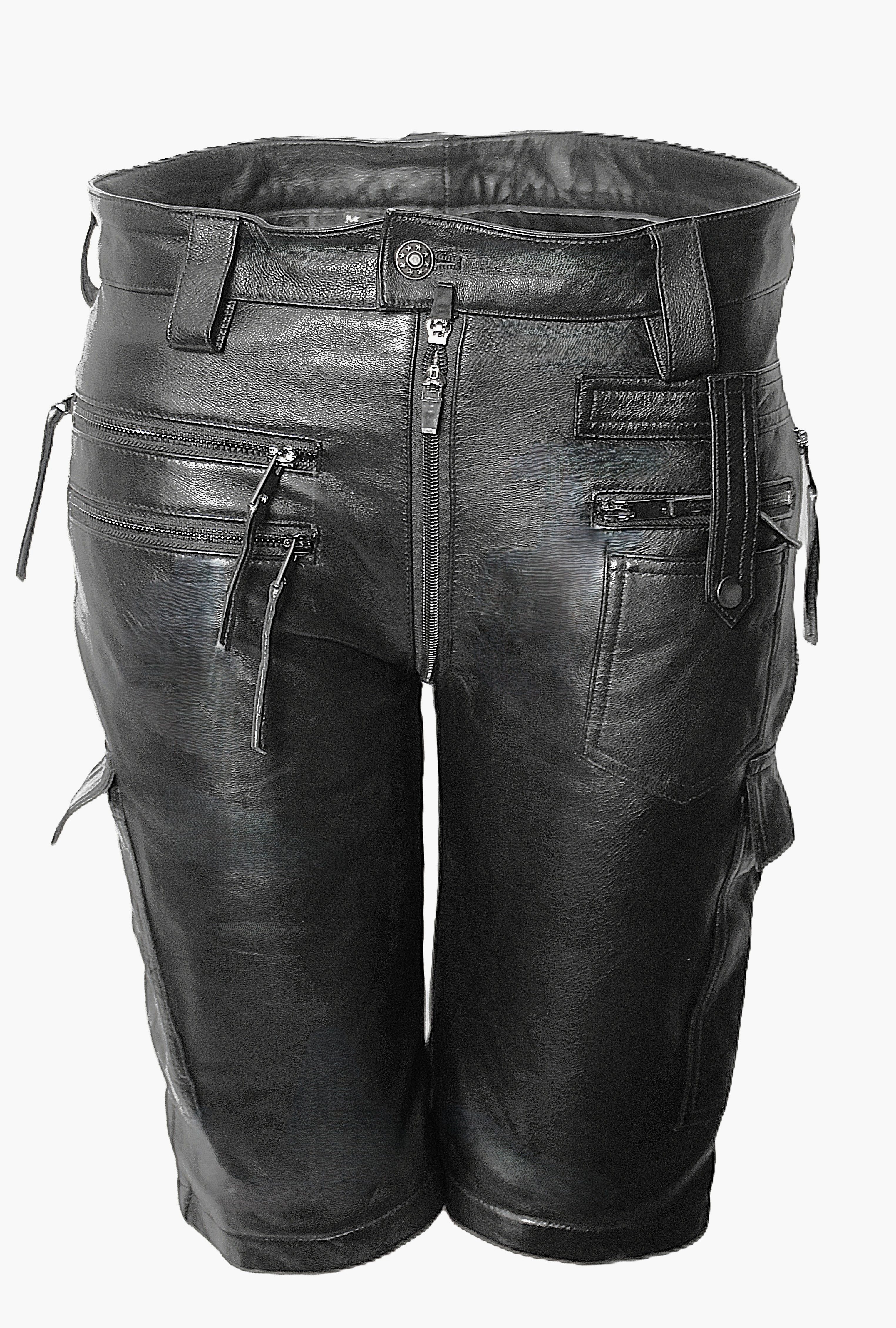 Be Noble Cargoshorts Desire Leder-Shorts mit Reissverschluss im Schritt in schwarz