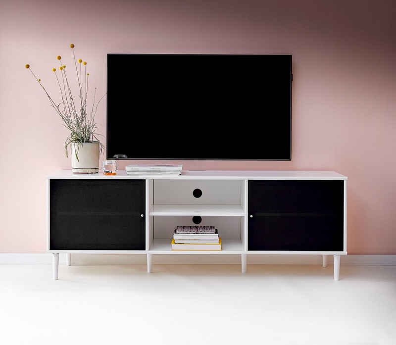 Hammel Furniture Media-Board »Mistral«, zwei Türen mit Akustikstoff, Kabeldurchführung, 6 Holz Füße, Breite: 161,5 cm, Dänische Handwerkskunst