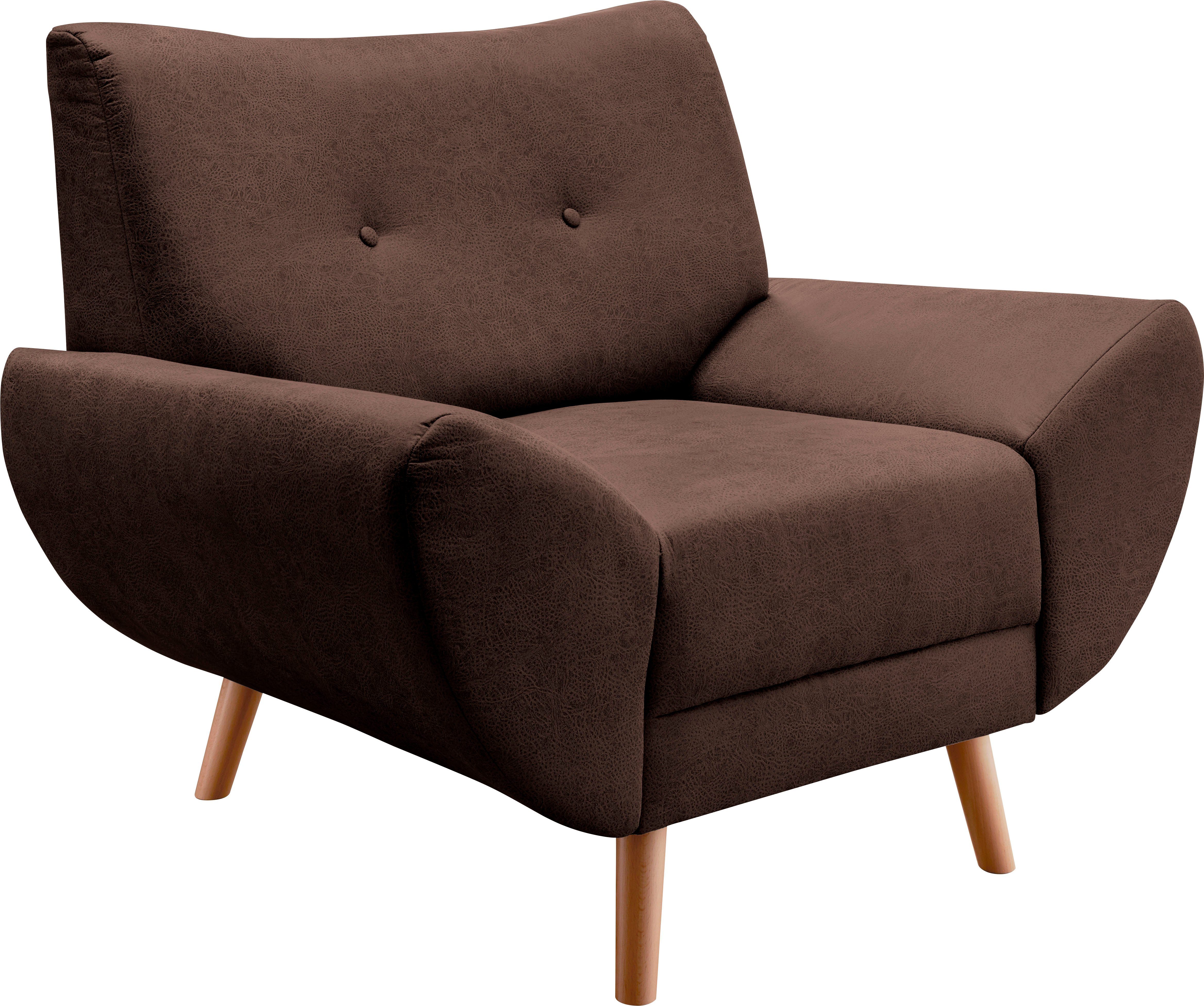 Home affaire Sessel Basta komfortable Wellenunterfederung, Breite 112cm